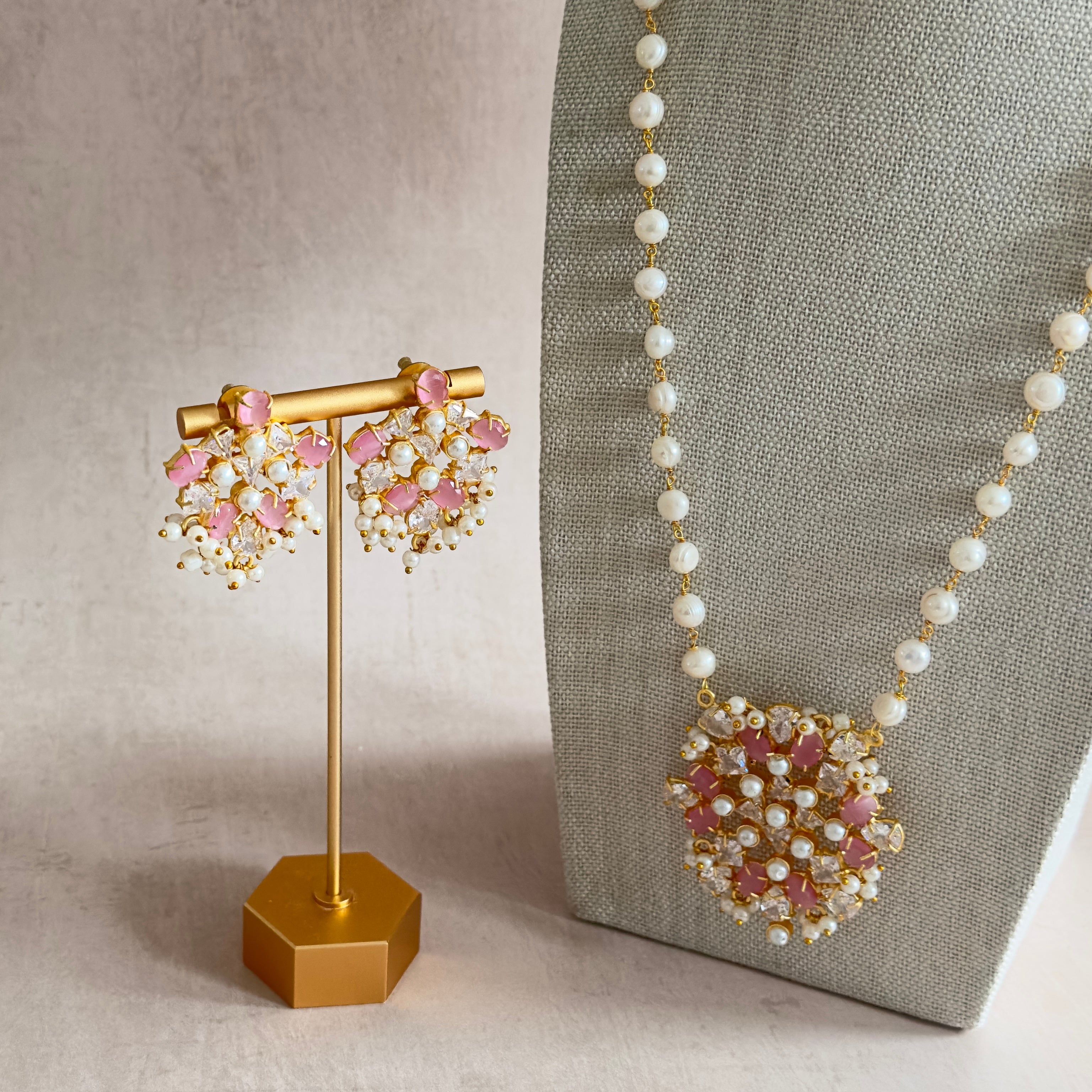 Neve Pink Pearl Mala Set - Ahseya & Co