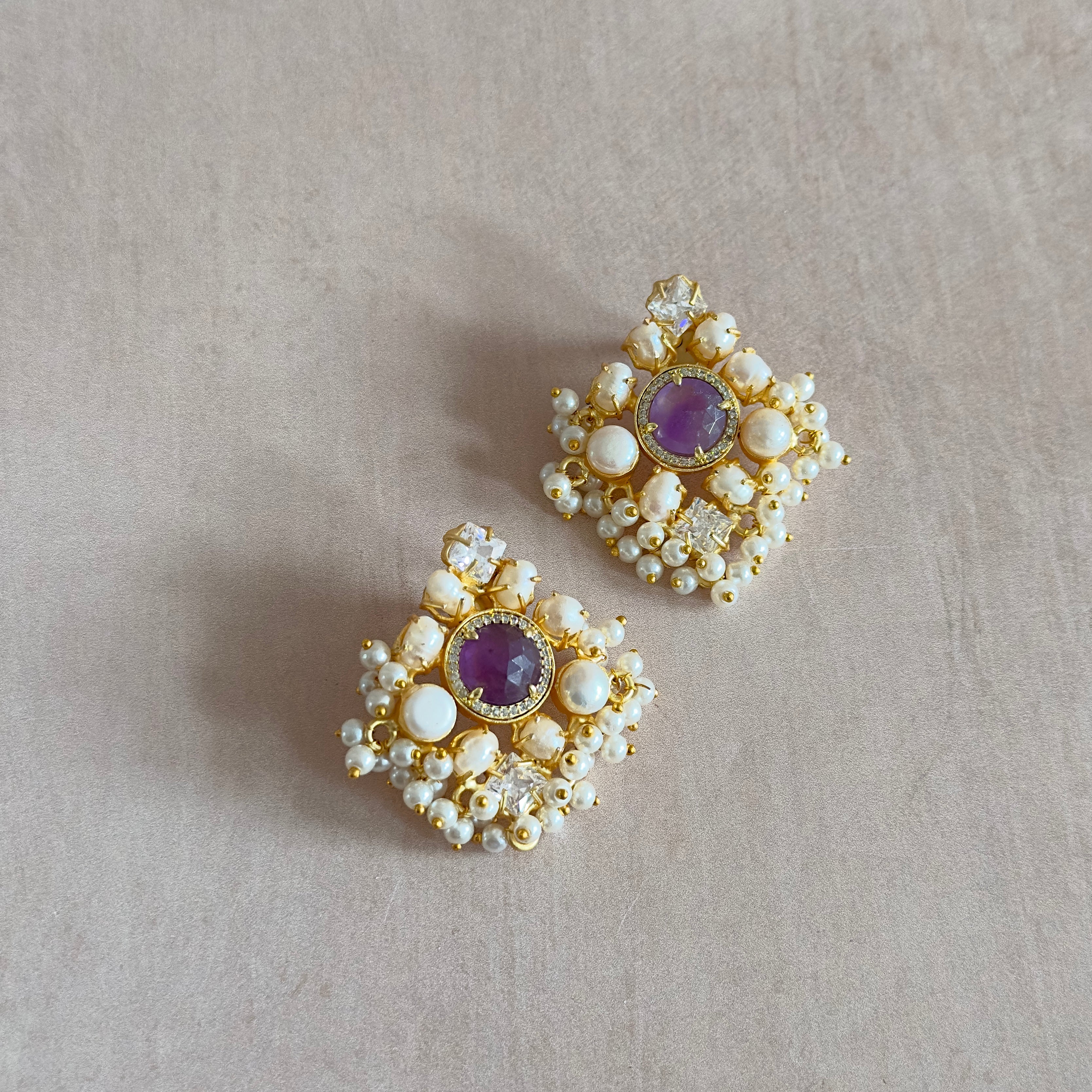 Ivana Purple Crystal Stud Earrings! - Ahseya & Co
