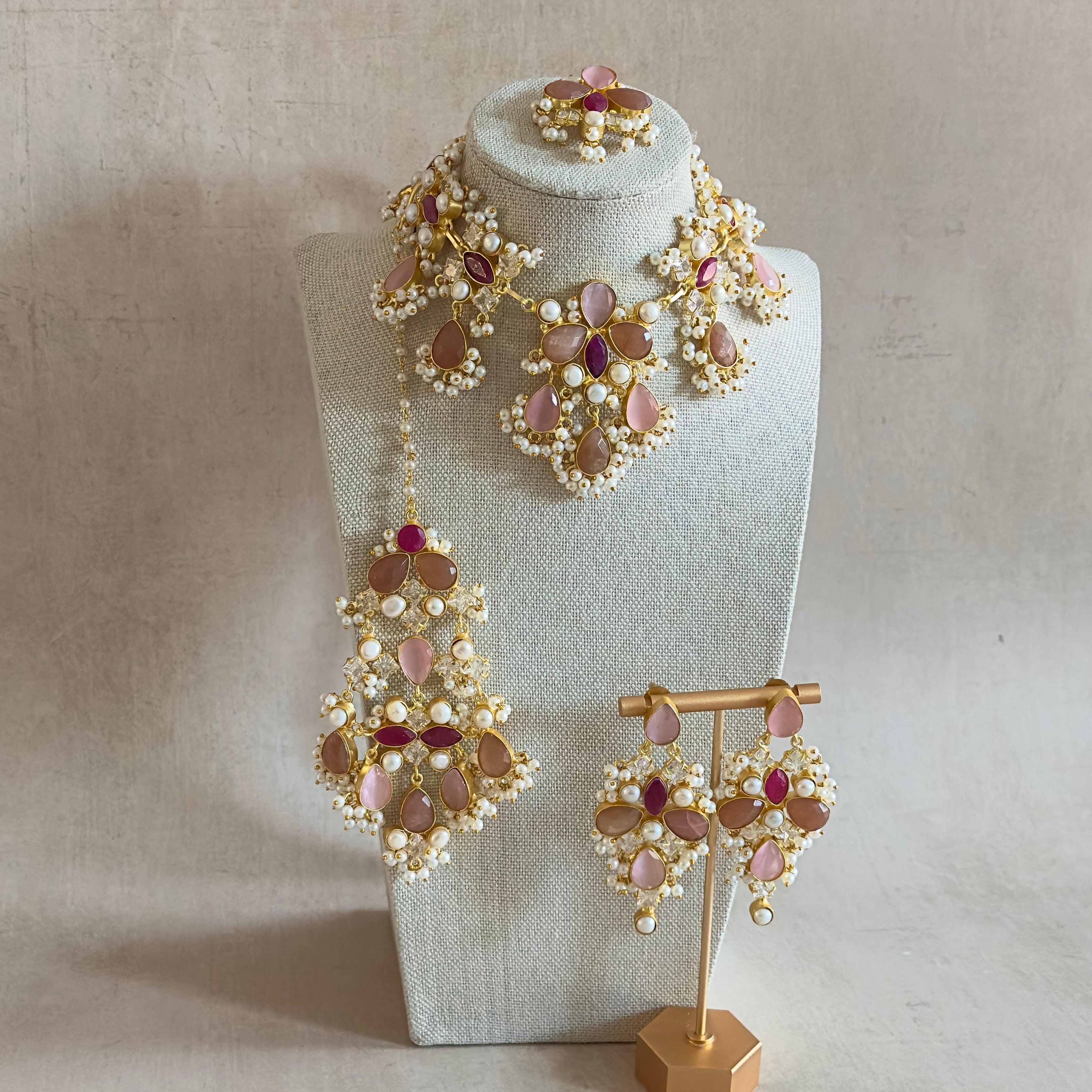 Avaya Pink Peach Necklace Set - Ahseya & Co