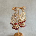 Aman Red Kundan Drop earrings - Ahseya & Co