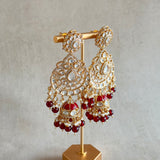 Aman Red Kundan Drop earrings - Ahseya & Co