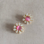 Flora Pink Crystal Stud Earrings - Ahseya & Co