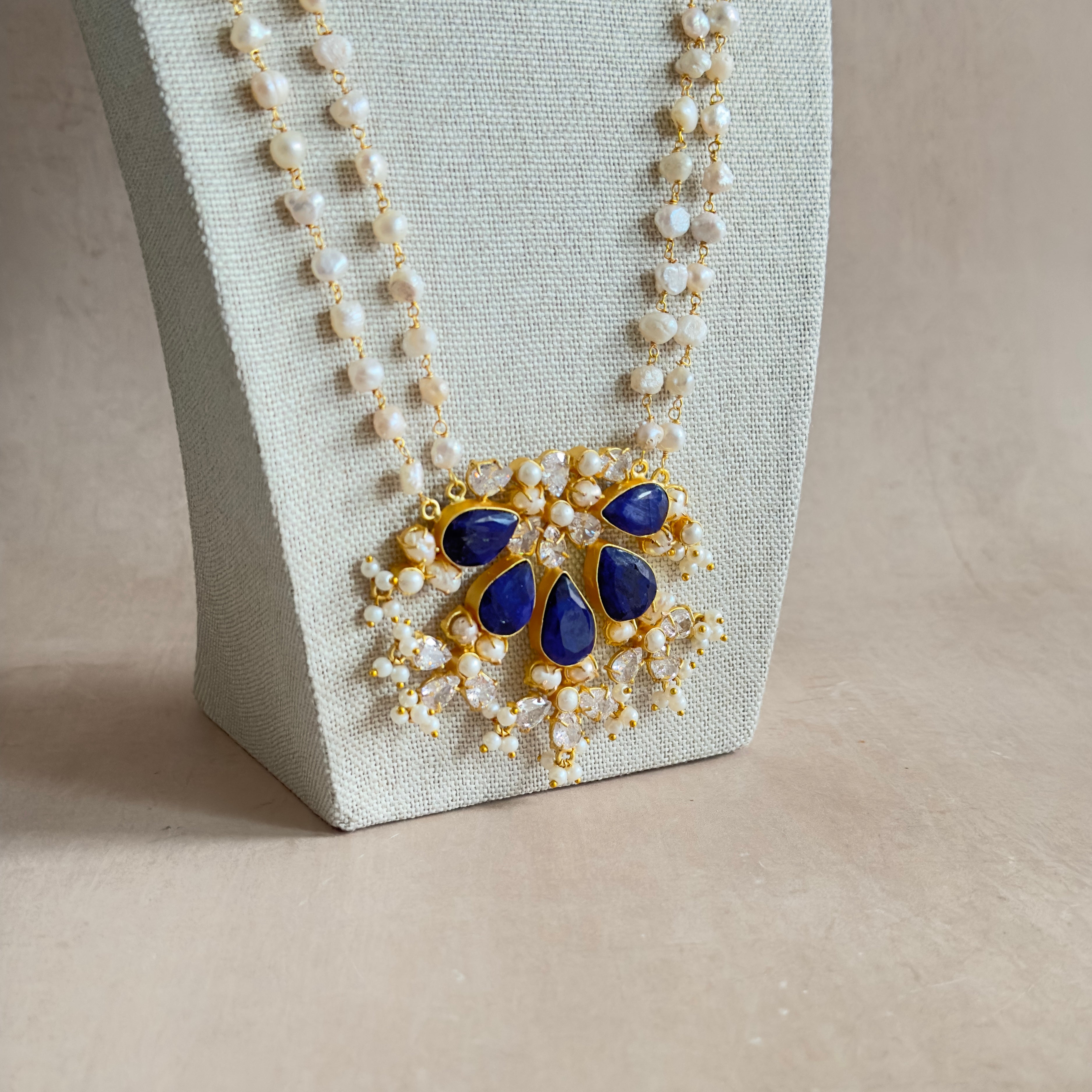 Mariya Navy Pearl Mala Set - Ahseya & Co