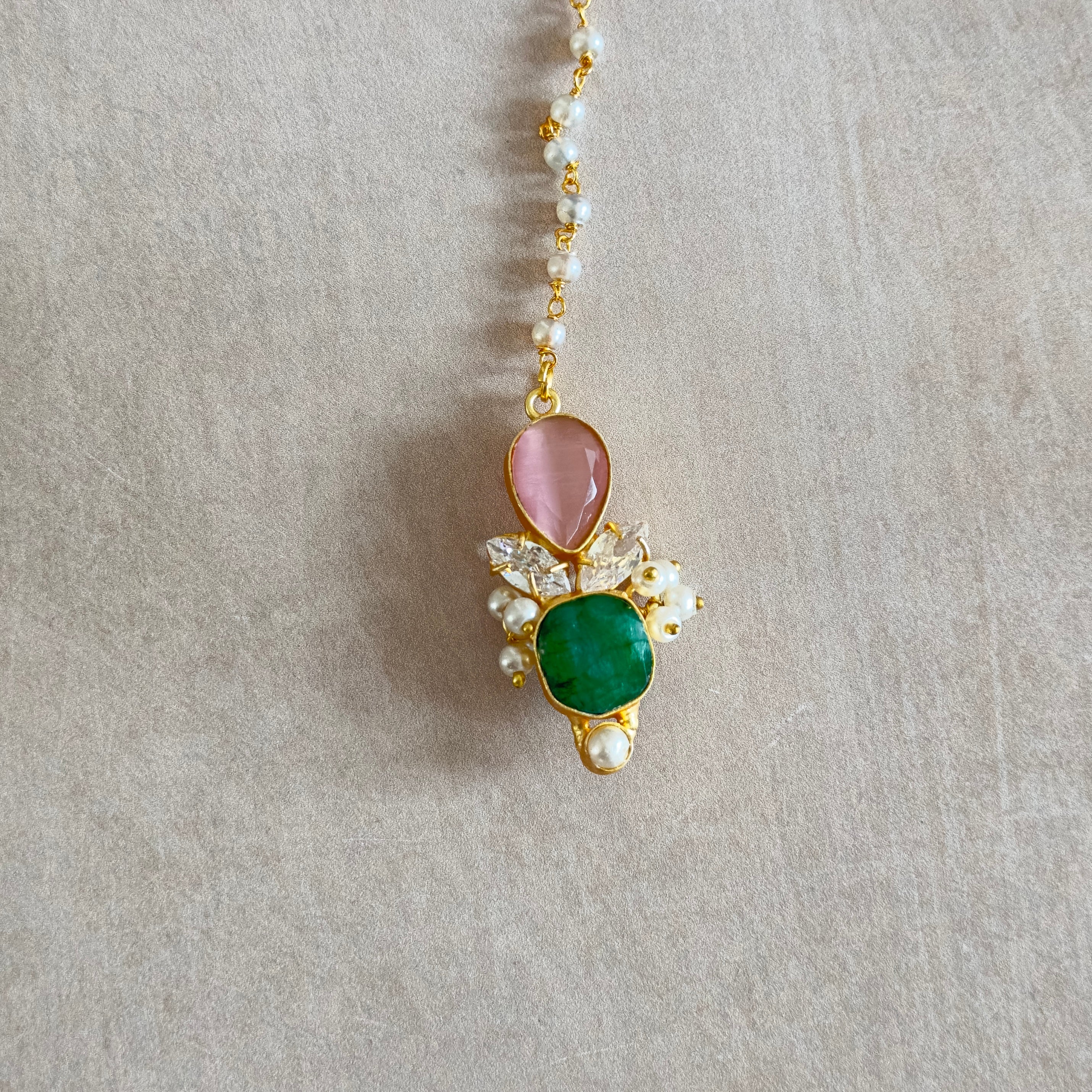 Kaelani Green Crystal Necklace Set - Ahseya & Co