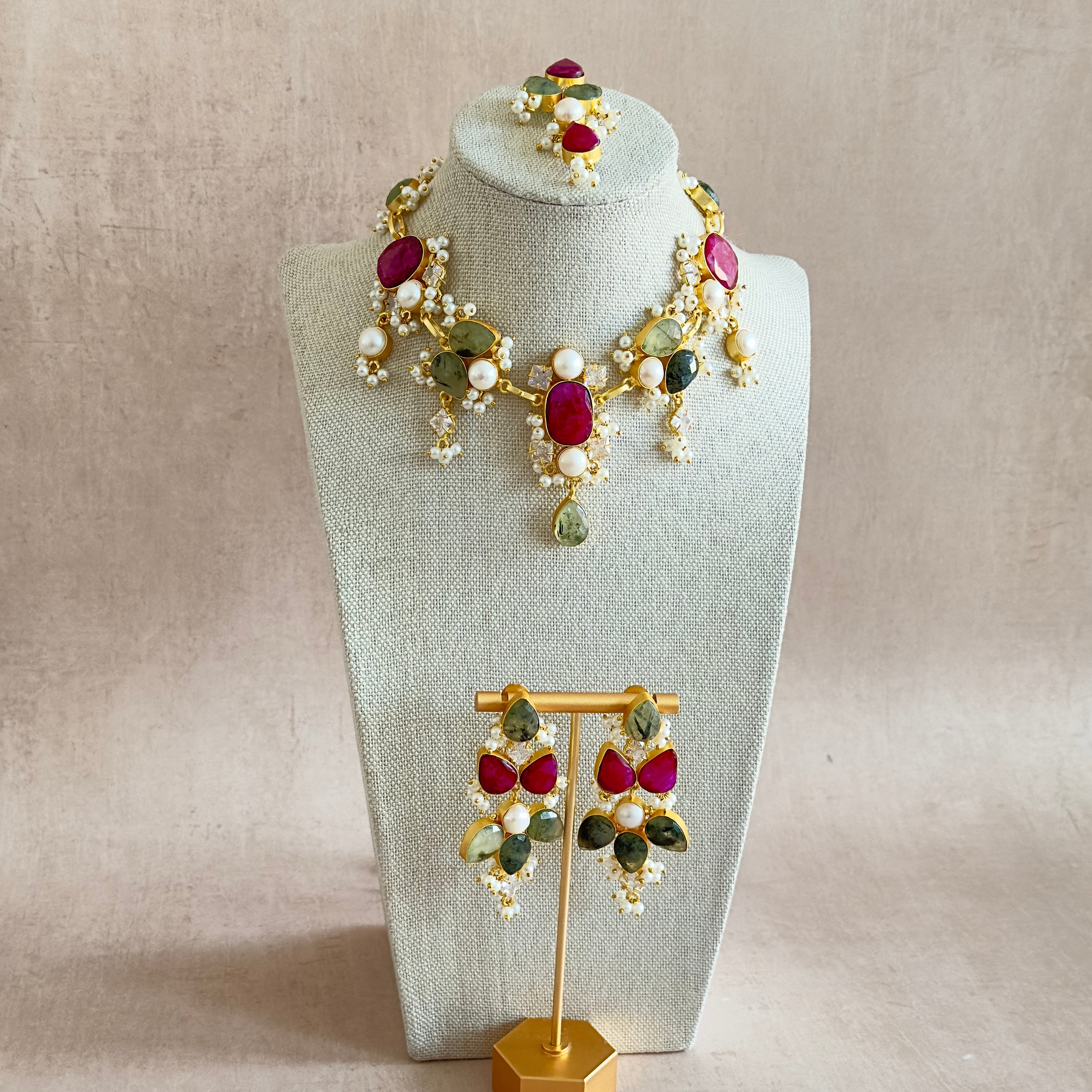 Bali Olive Pearl Necklace Set - Ahseya & Co