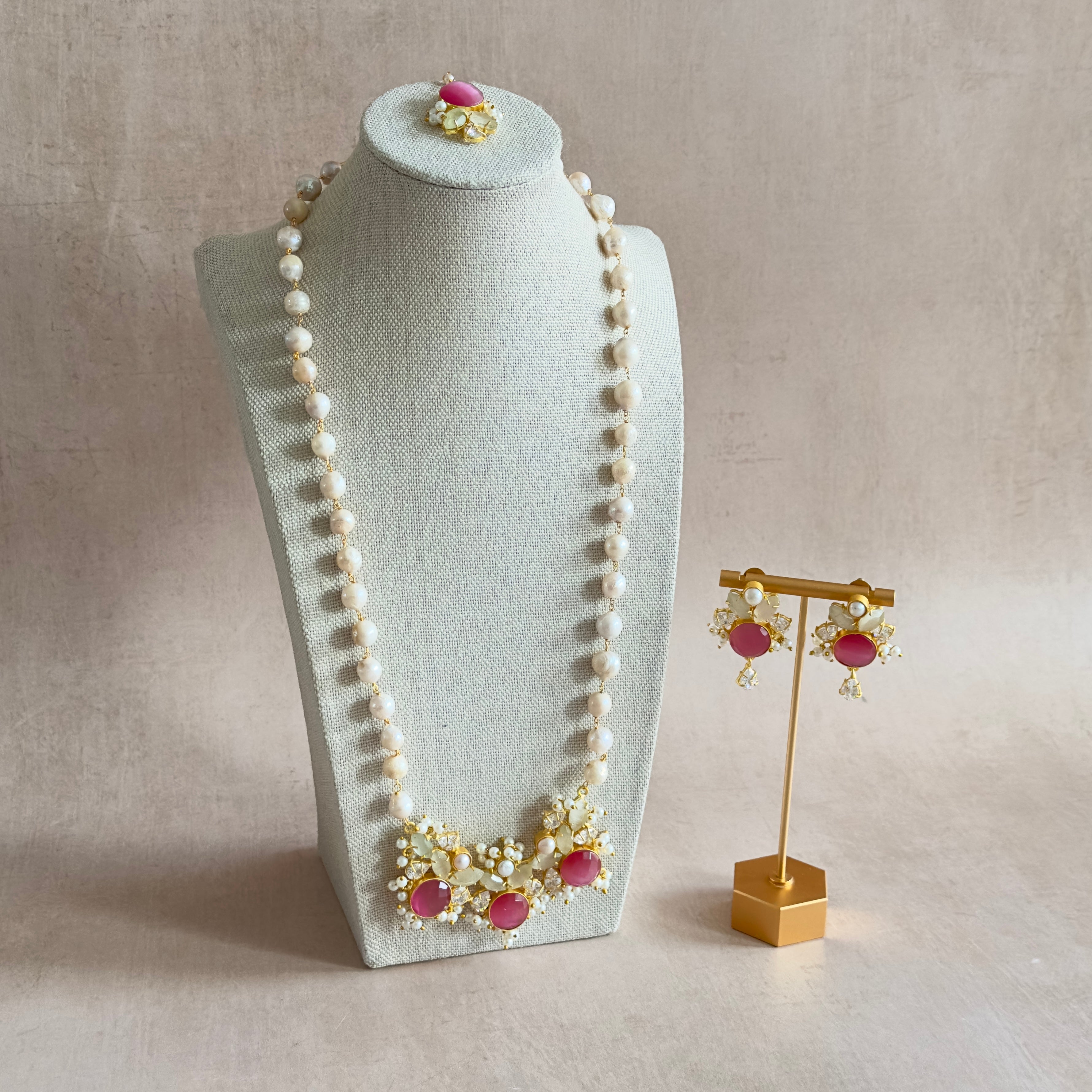 Huda Pink Pearl Mala Set - Ahseya & Co