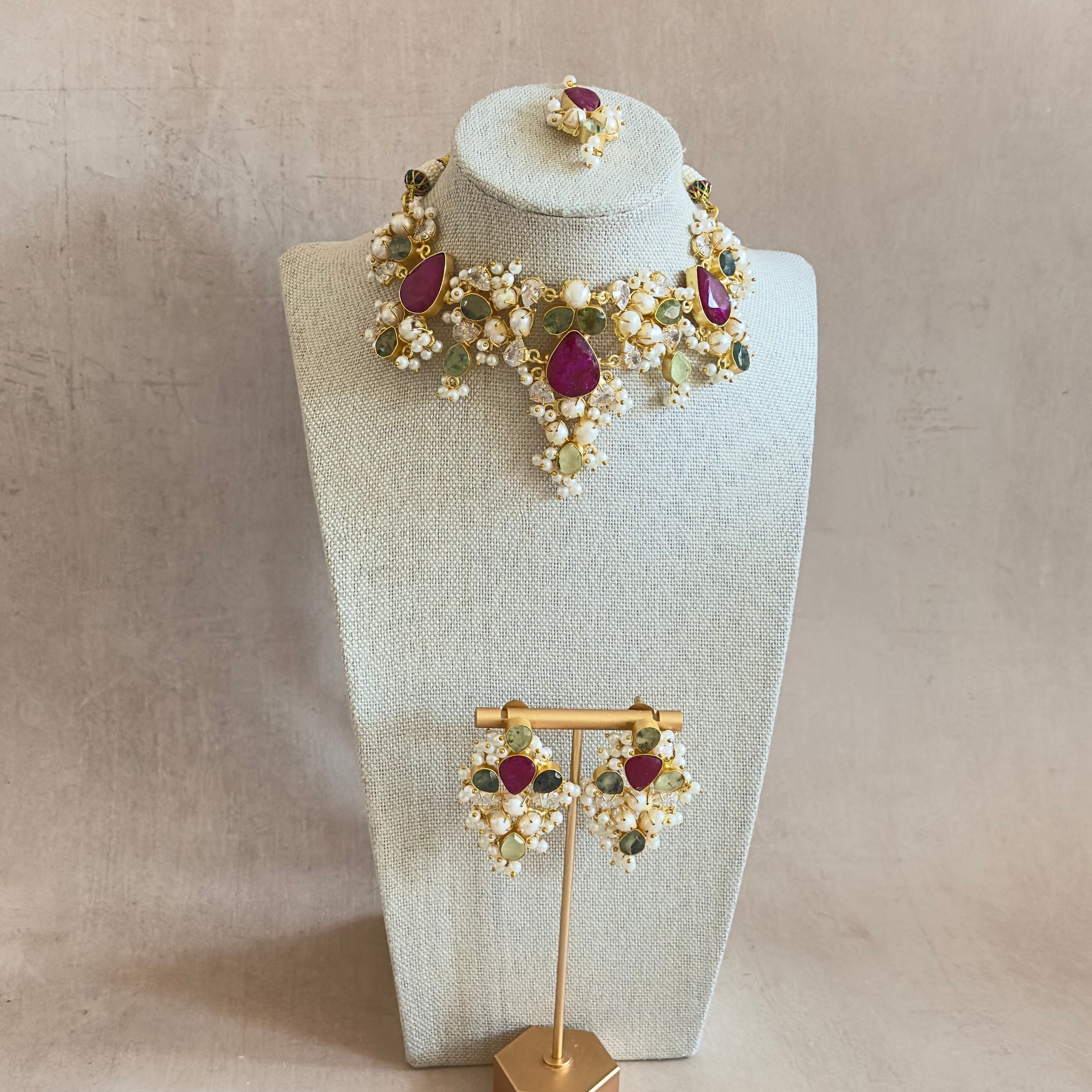 Antonia Fuchsia Choker Set - Ahseya & Co