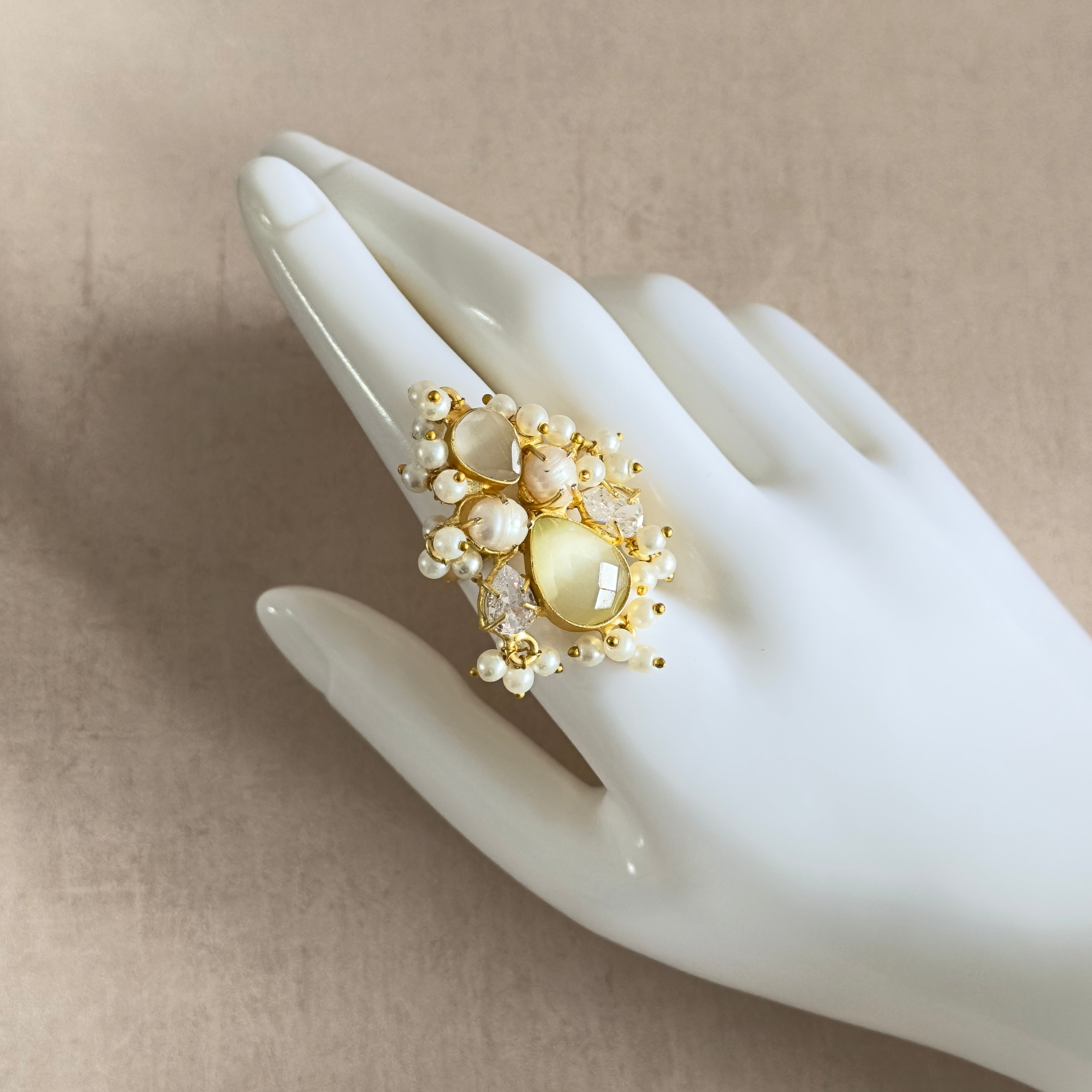 Antonia Grey Pearl Ring - Ahseya & Co