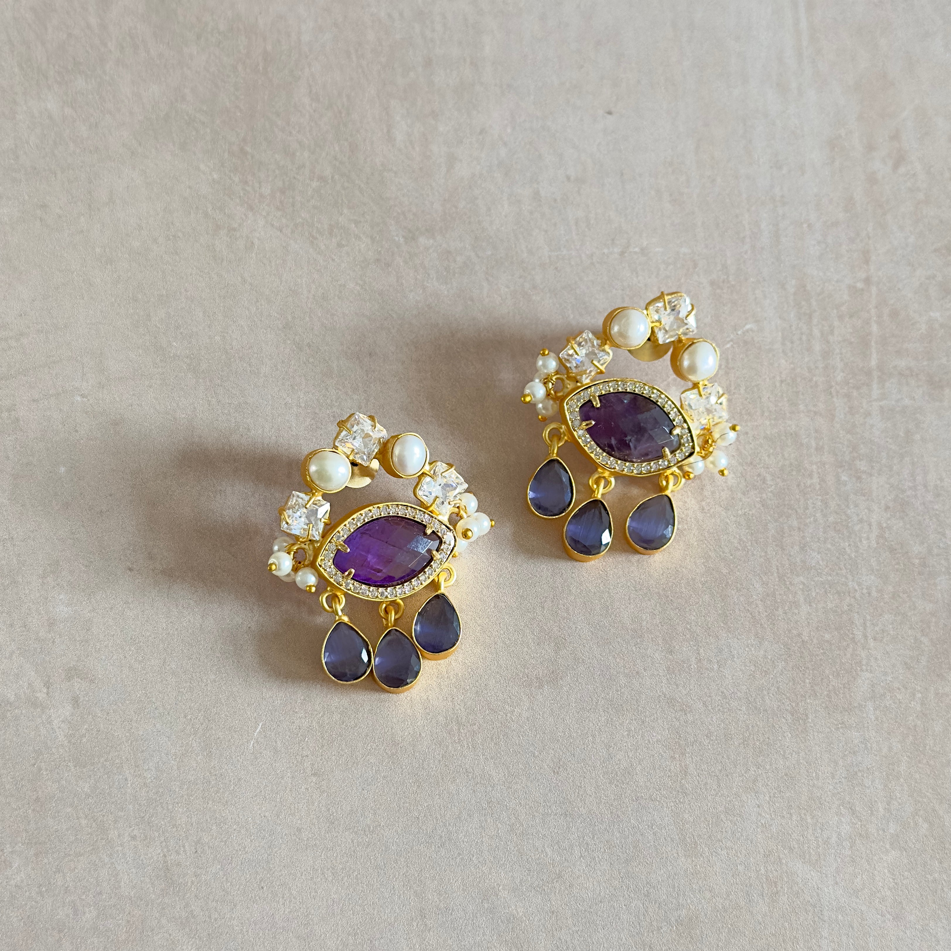 Odette Purple Drop Earrings - Ahseya & Co