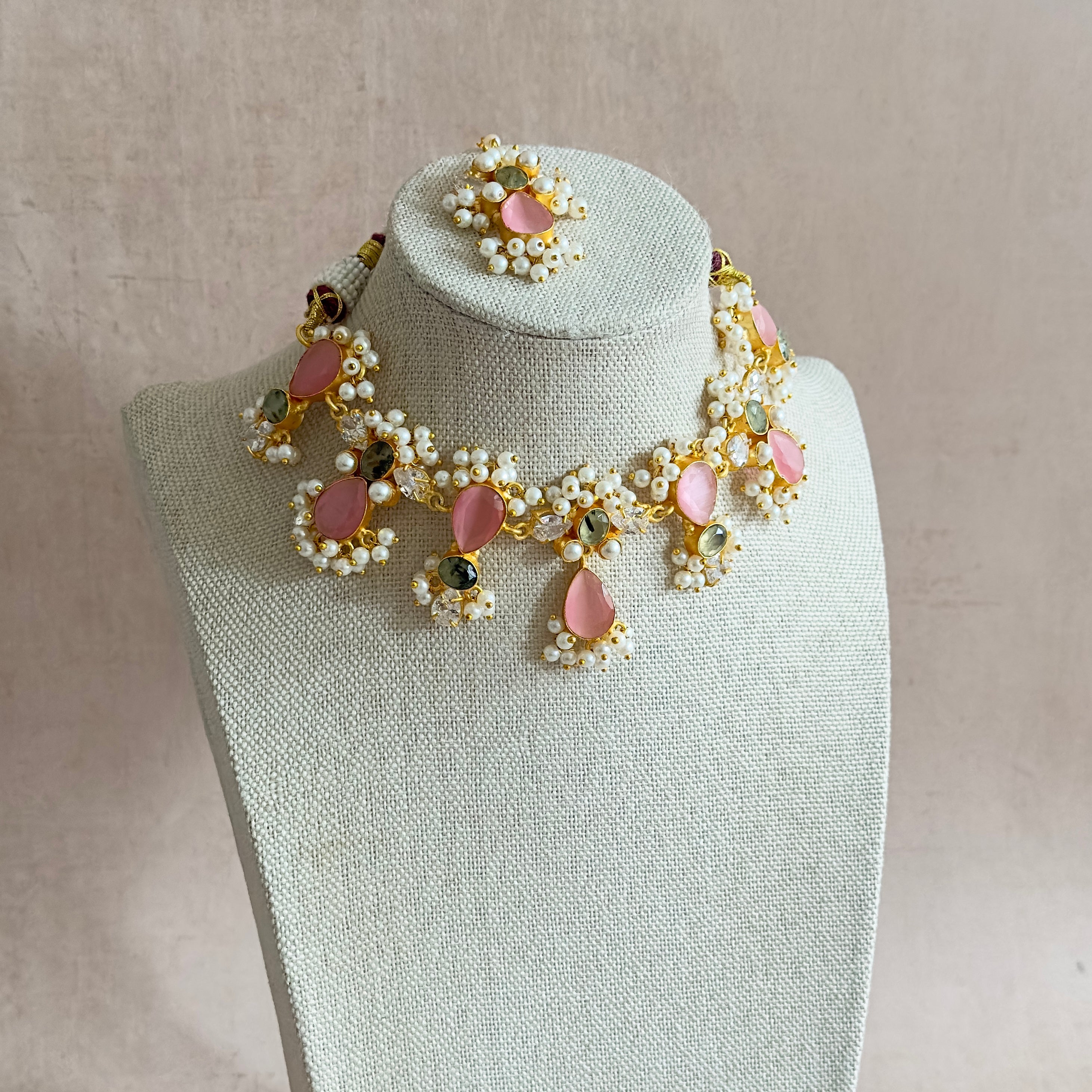 Maysun Pink Necklace Set - Ahseya & Co