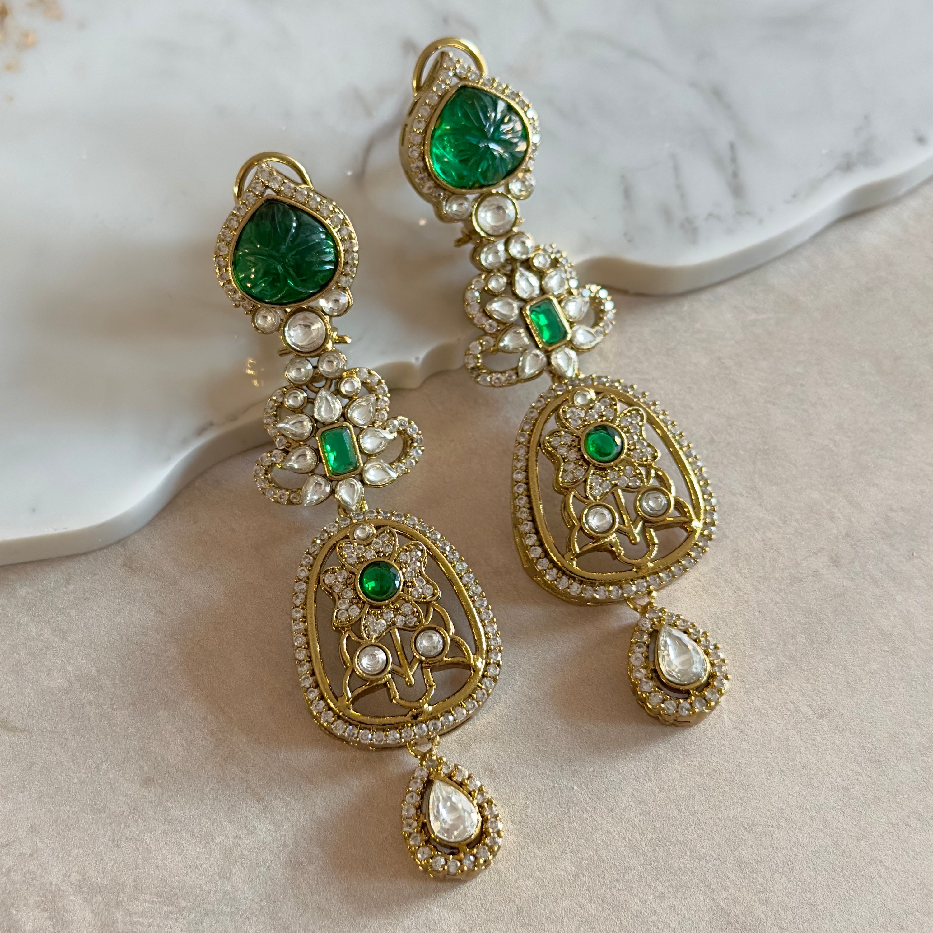 Kally Green Drop Earrings - Ahseya & Co