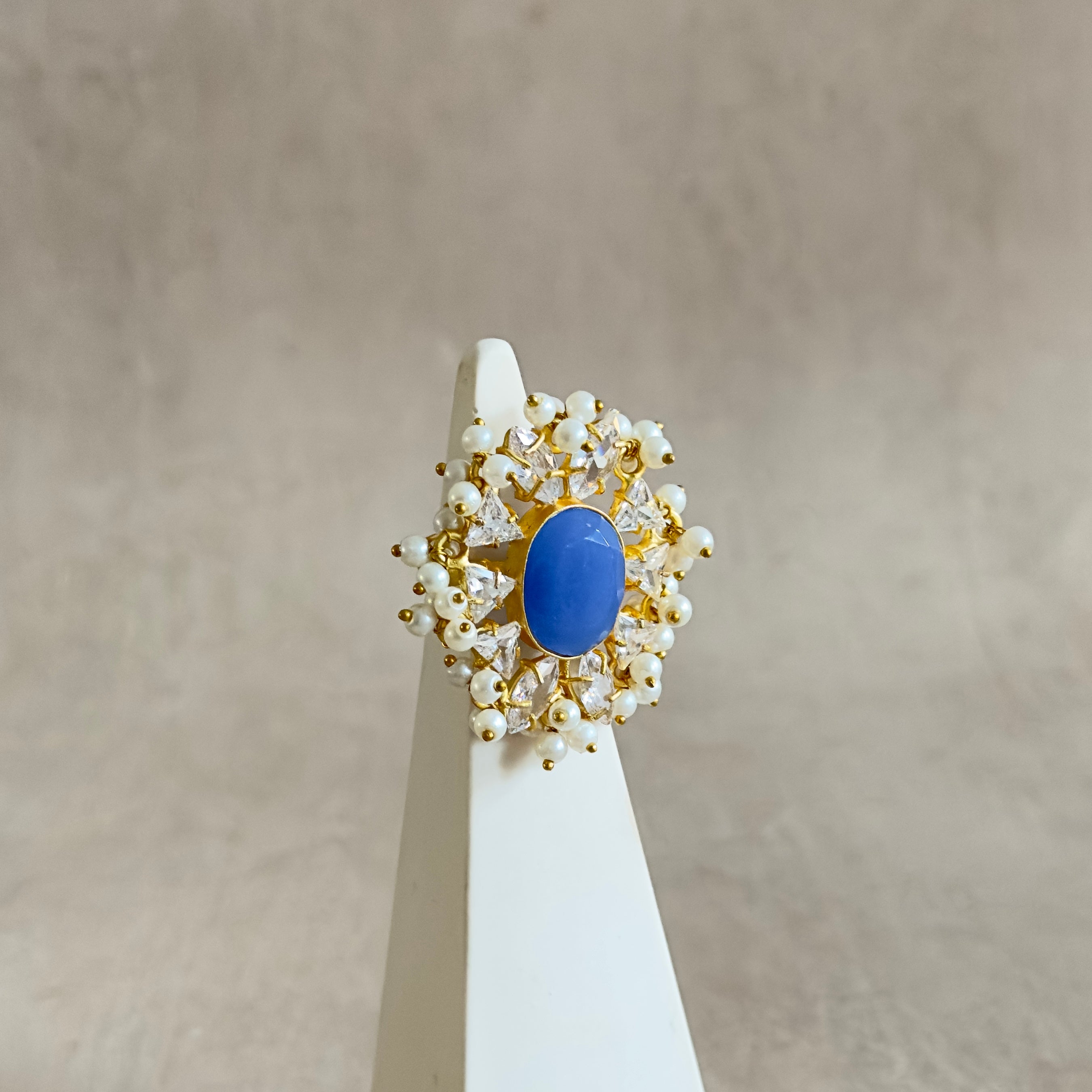 Elouise Blue Crystal Ring - Ahseya & Co