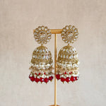 Falak Pink Crystal Drop Jhumka Earrings - Ahseya & Co