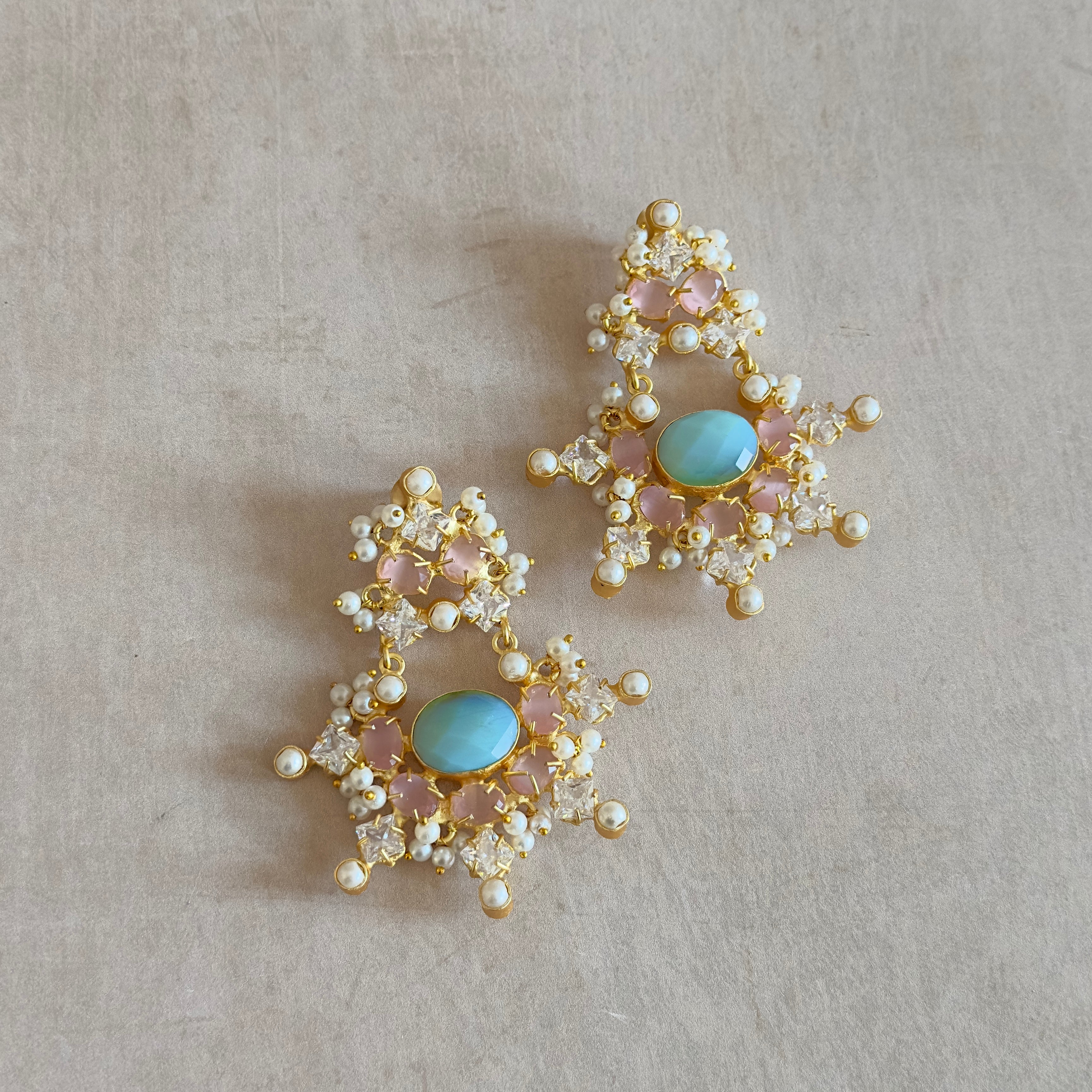 Carima Pink Crystal Drop Earrings - Ahseya & Co