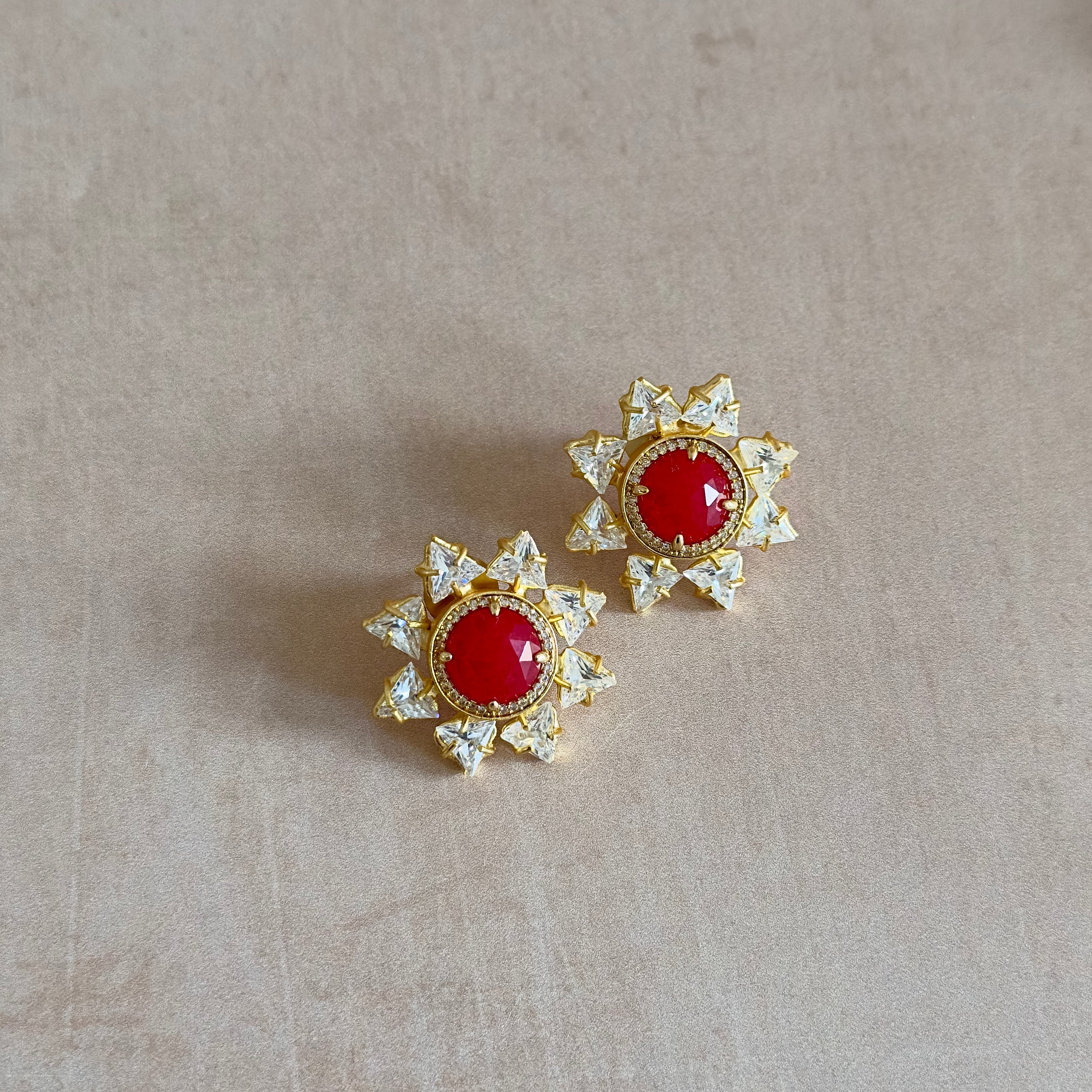 Starry Red Stud Earrings - Ahseya & Co