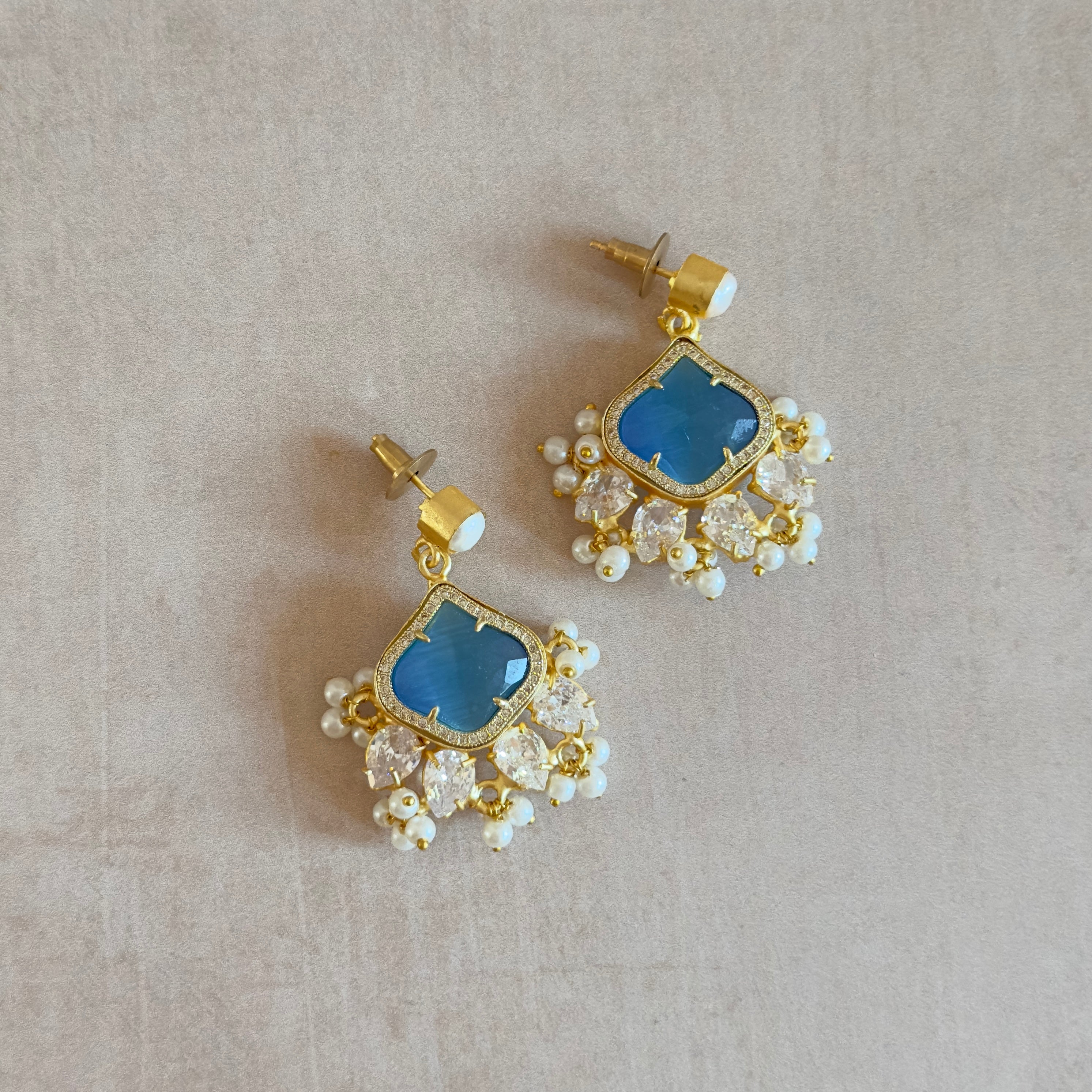 Blue Pearl Drop Earrings - Ahseya & Co