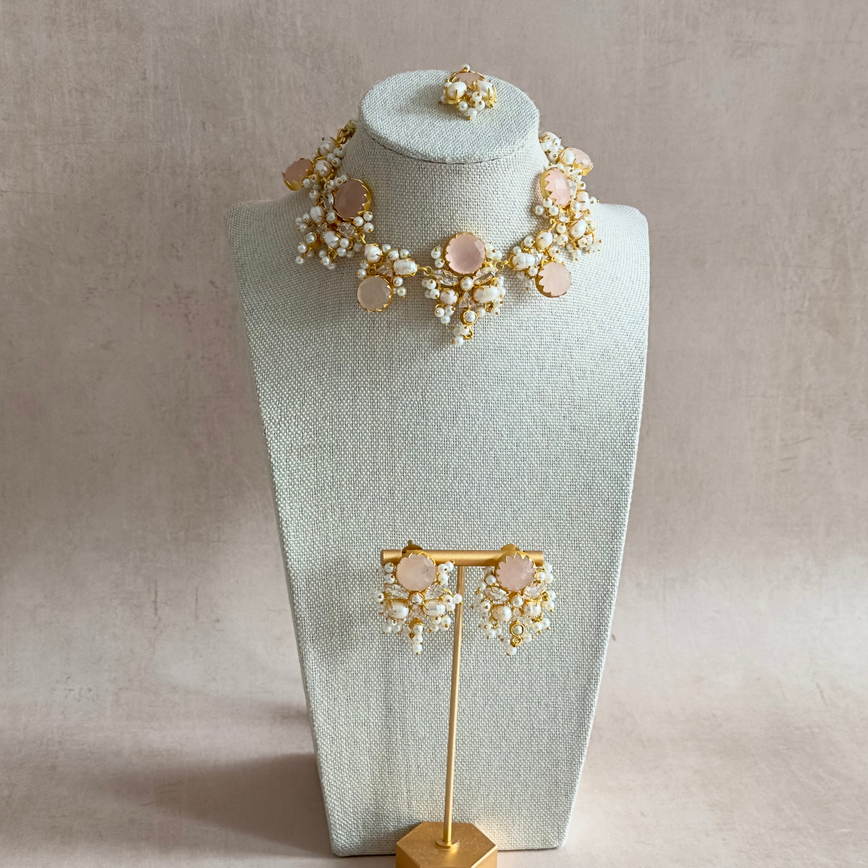 Nadine Rose Pearl Necklace Set - Ahseya & Co