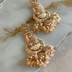 Maha Peach Kundan Drop Earrings - Ahseya & Co