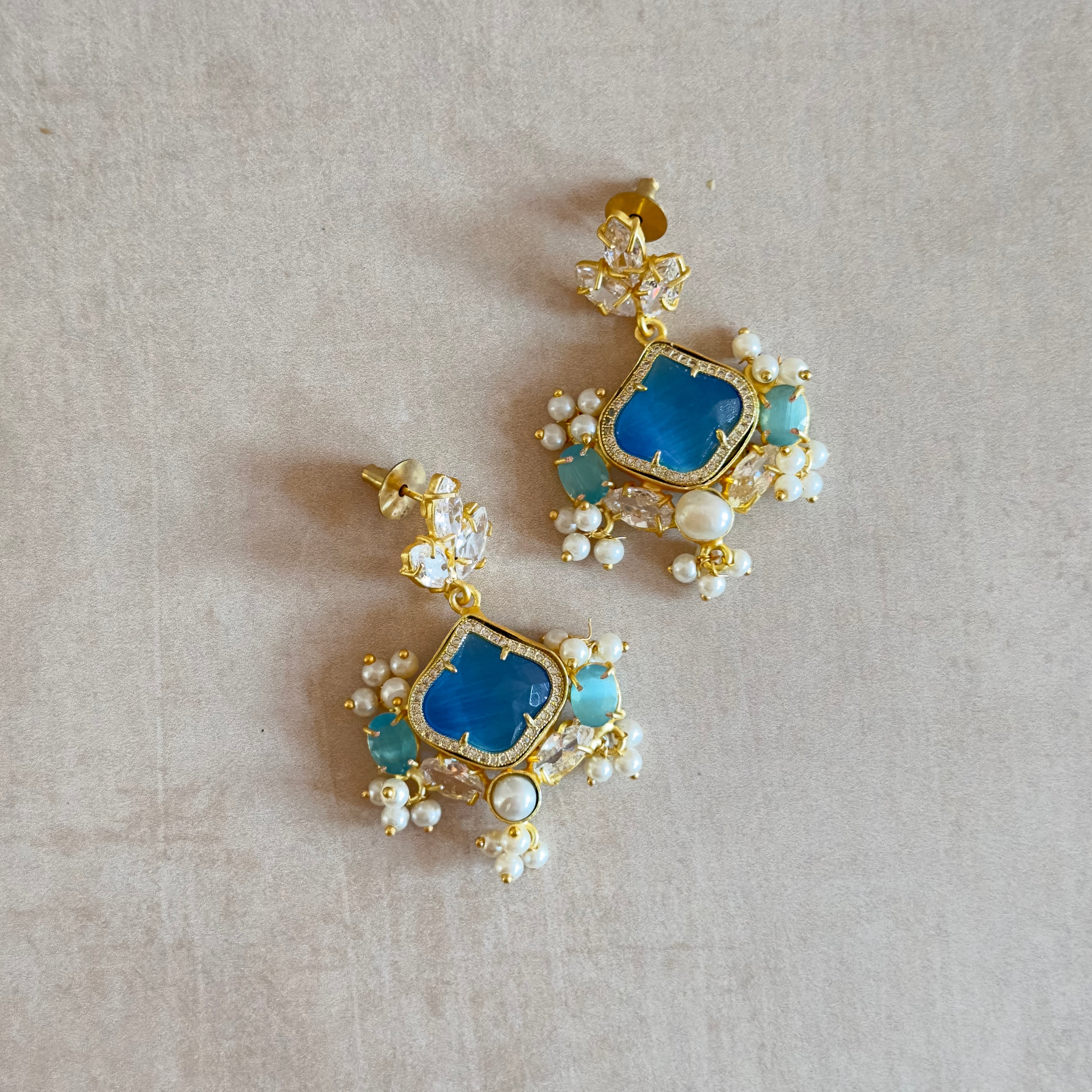 Blue Crystal Drop Earrings - Ahseya & Co