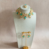 Kaelani Pink Blue Crystal Necklace Set - Ahseya & Co