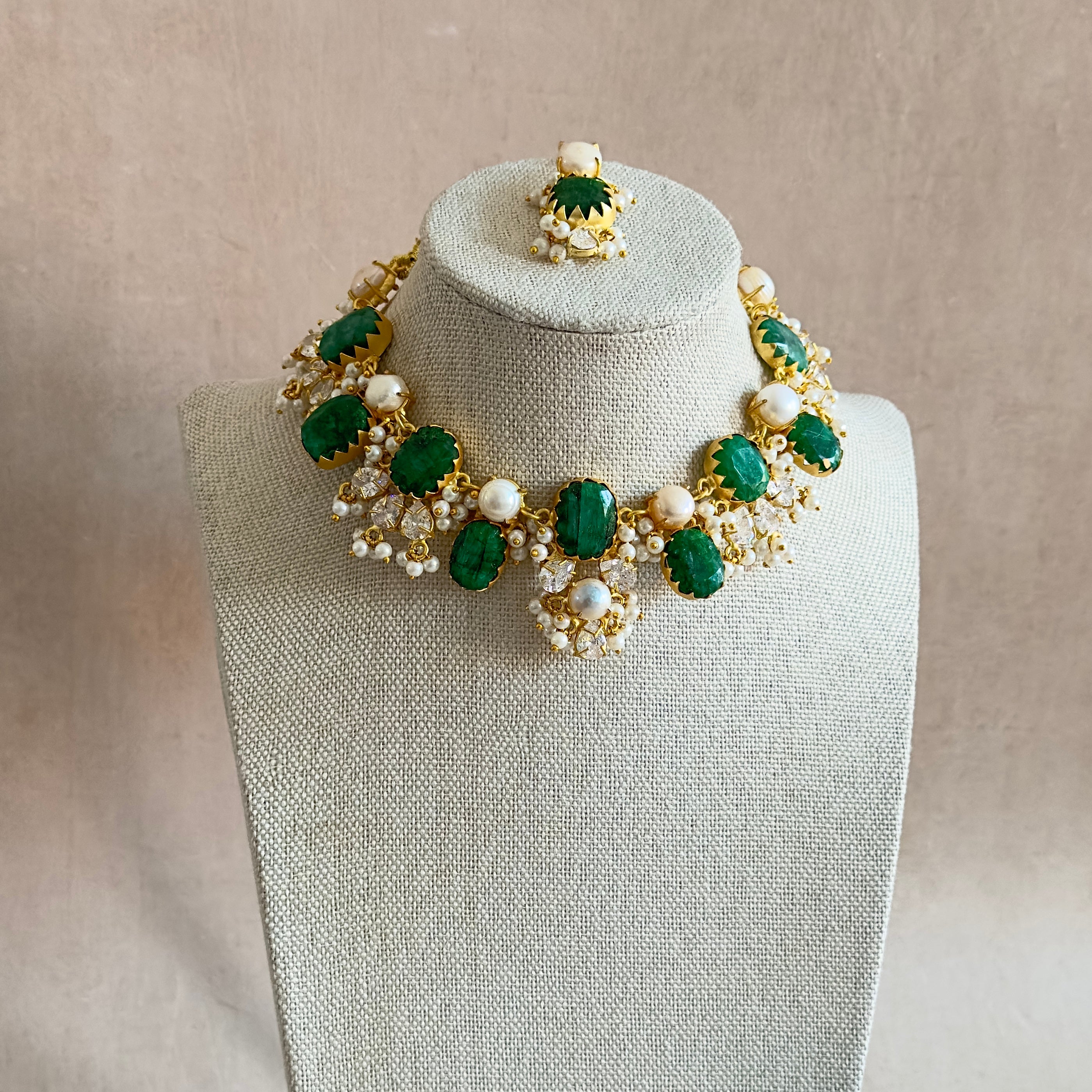 Carmen Green Pearl Necklace Set - Ahseya & Co