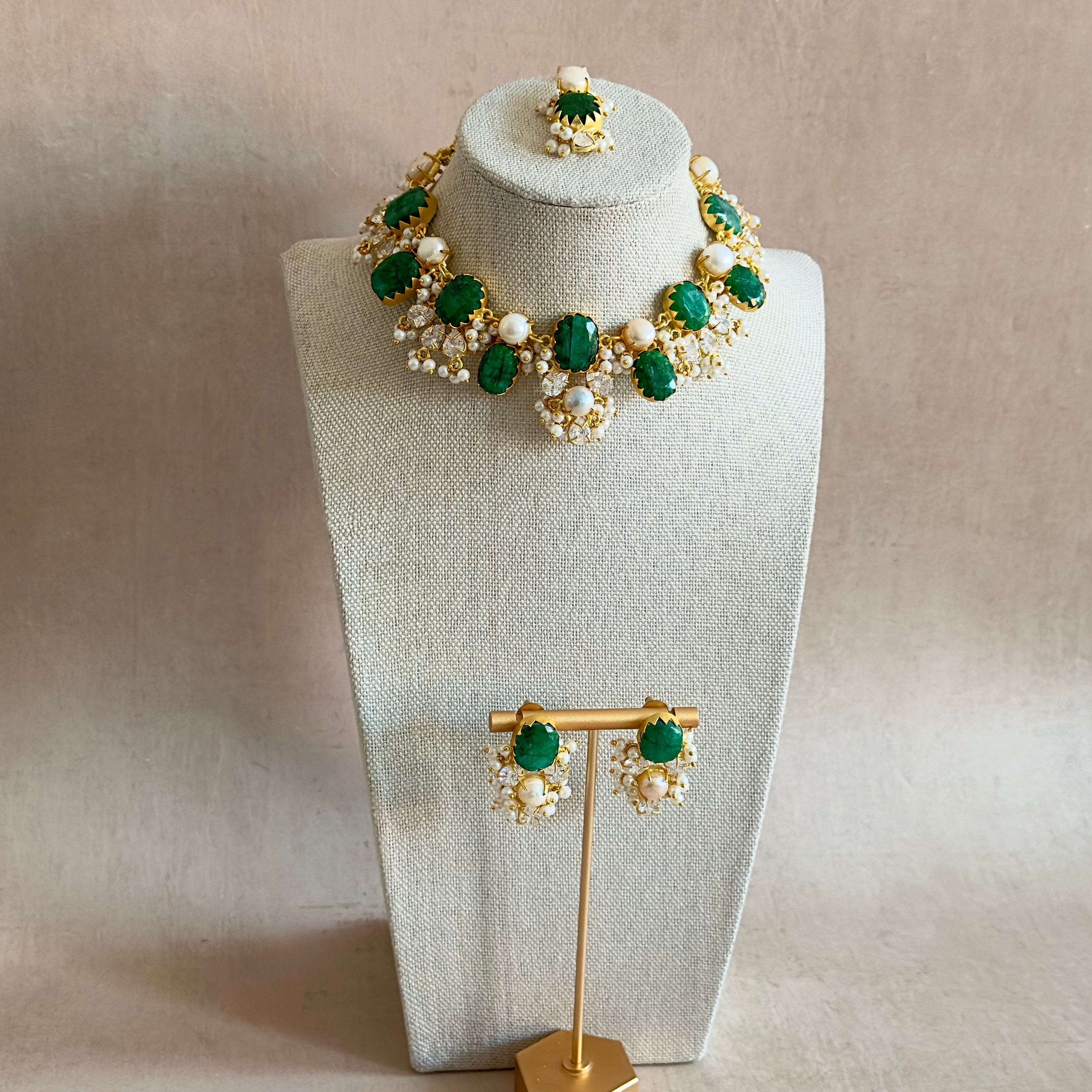 Carmen Green Pearl Necklace Set - Ahseya & Co