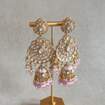 Aman Pink Kundan Drop Earrings - Ahseya & Co