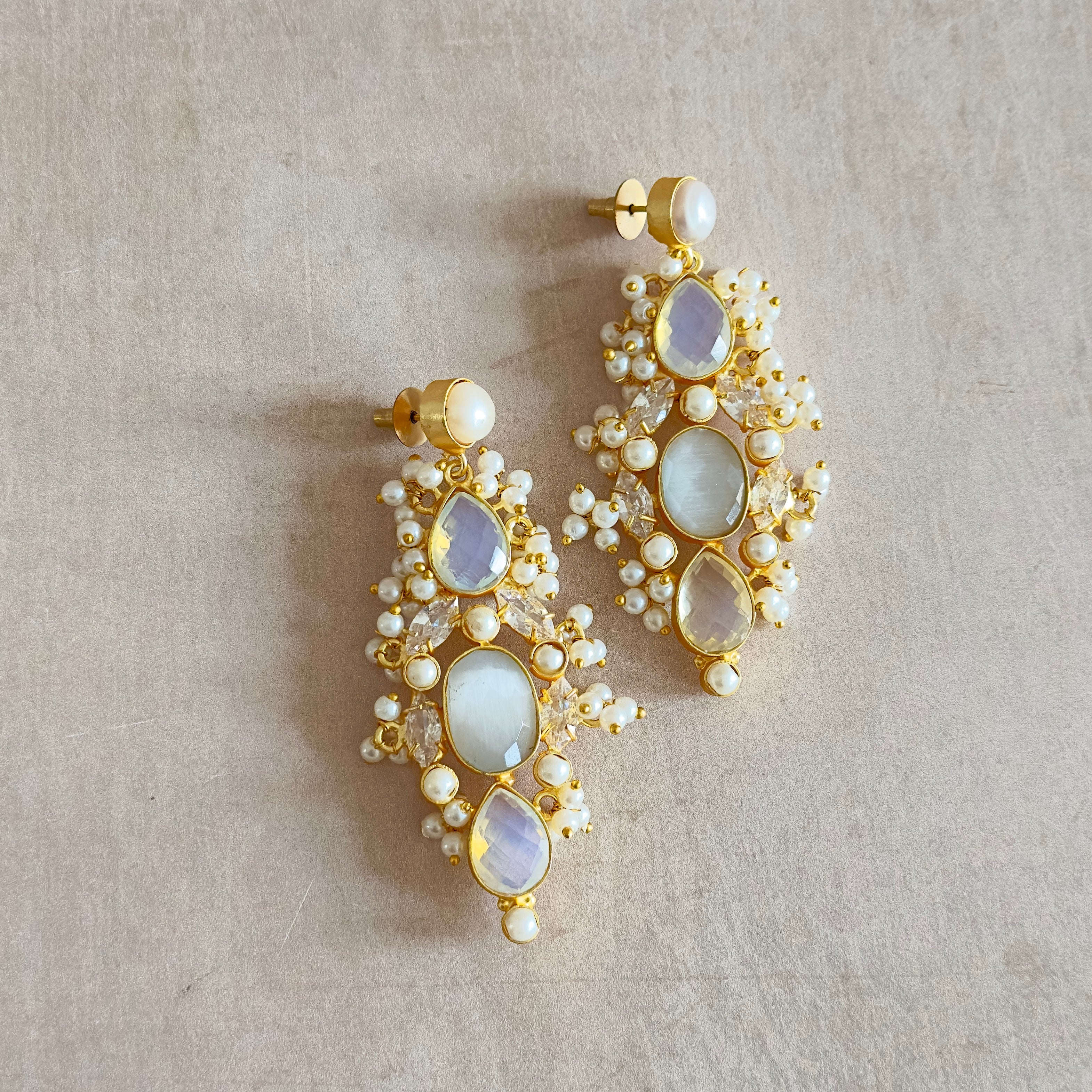 Natasha Grey Pearl Drop Earrings - Ahseya & Co