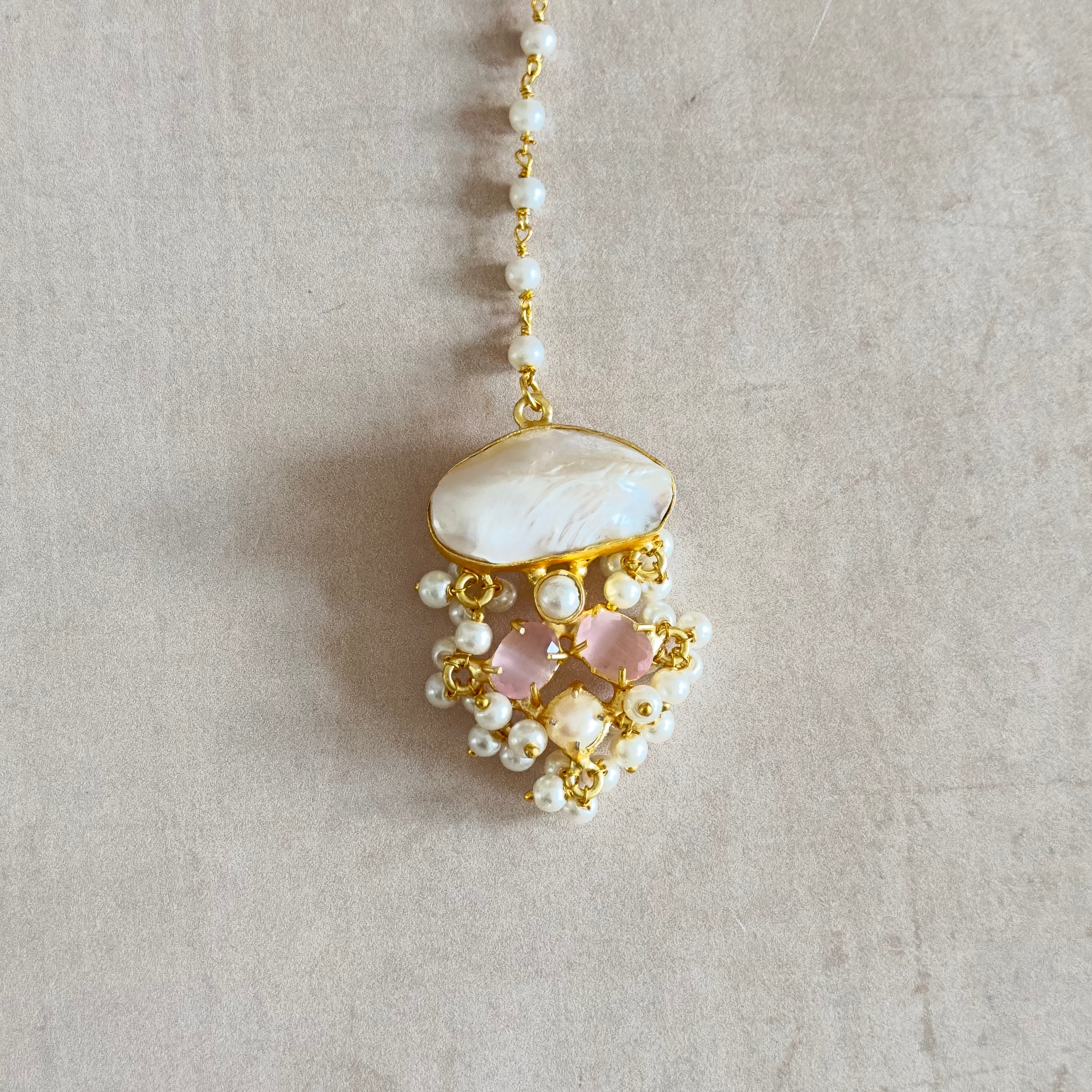 Irum Pink Pearl Choker Set - Ahseya & Co