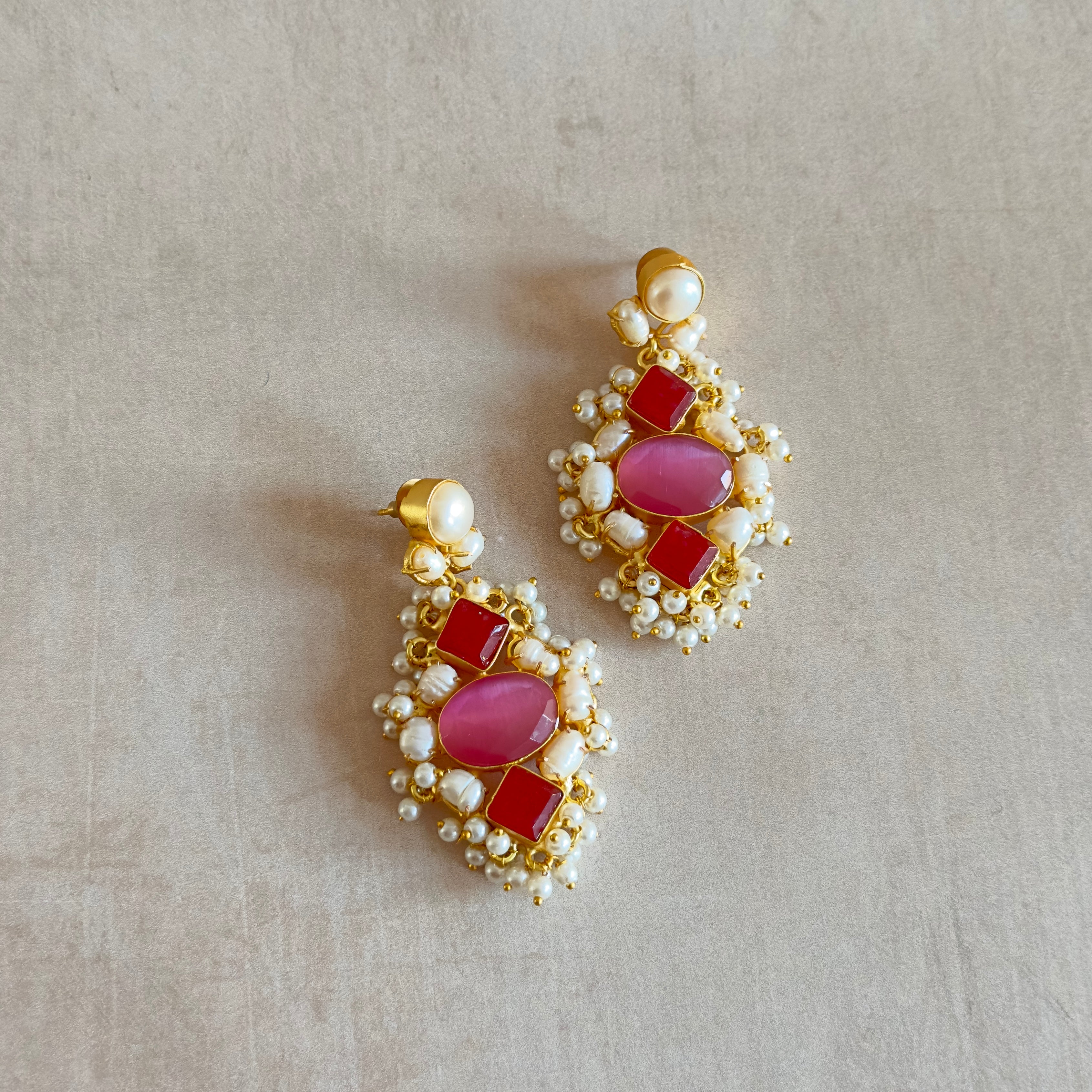 Shakila Pink Drop Earrings - Ahseya & Co