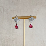 Diana Red Crystal Drop Earrings - Ahseya & Co
