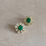 Flora Green Crystal Stud Earrings - Ahseya & Co