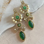 Khaula Green Crystal Drop Earrings - Ahseya & Co