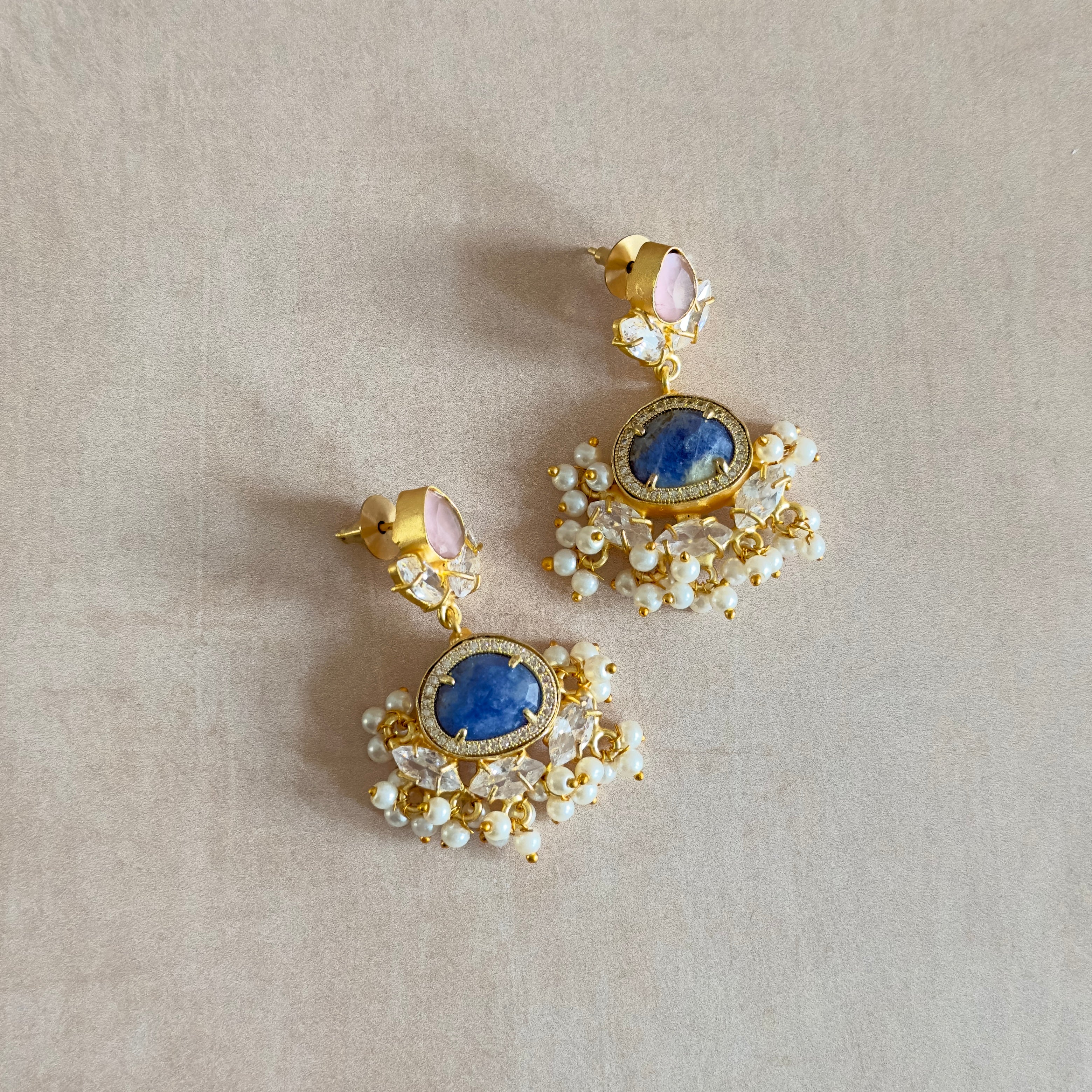 Amali Blue Pink Drop Earrings - Ahseya & Co