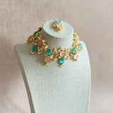 Kaelani Pink Blue Crystal Necklace Set - Ahseya & Co