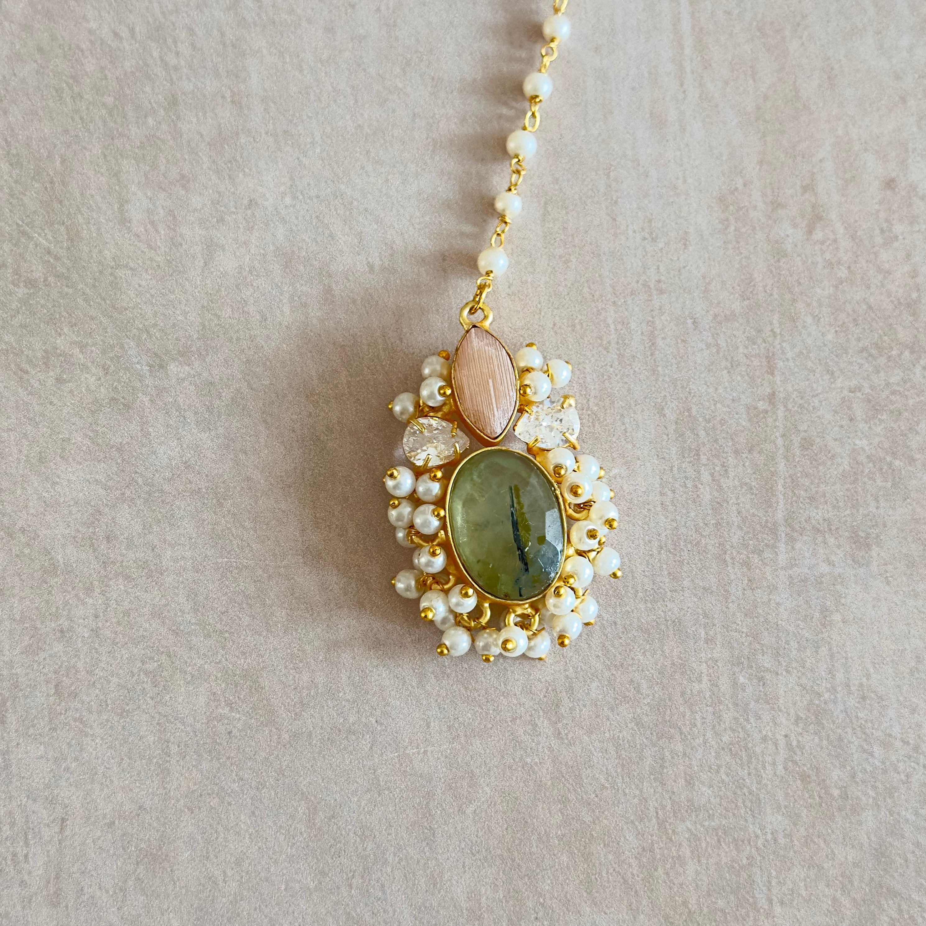 Layali Olive Peach Choker Set - Ahseya & Co