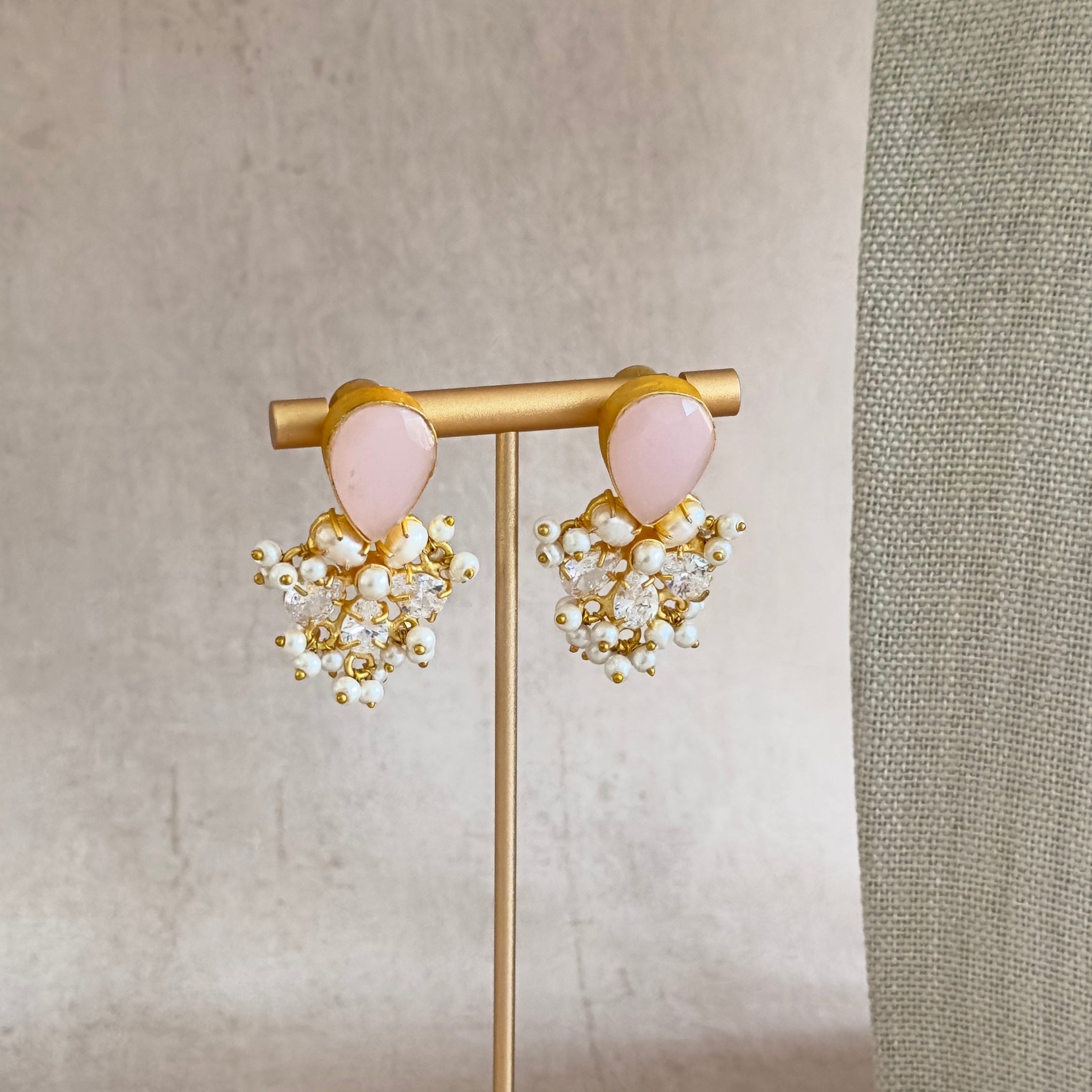 Ivory Pink Crystal Choker Set - Ahseya & Co