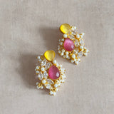 Yalina Pink Crystal Stud Earrings - Ahseya & Co