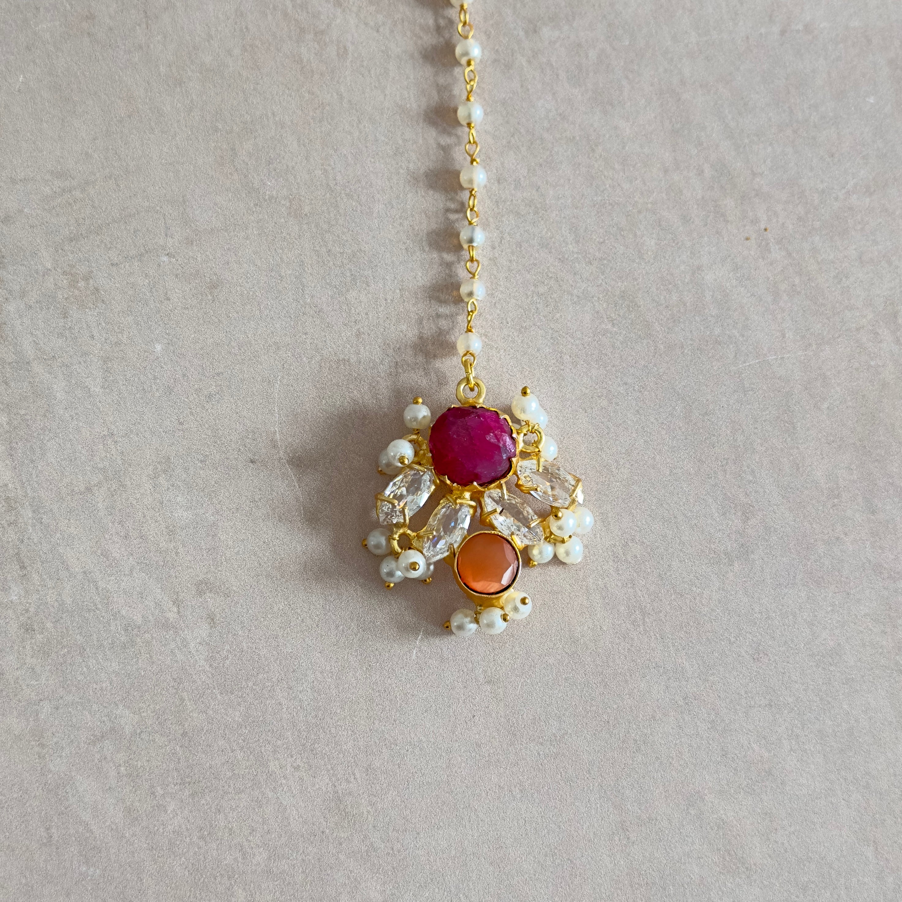 Dilnaz Maroon Necklace Set - Ahseya & Co