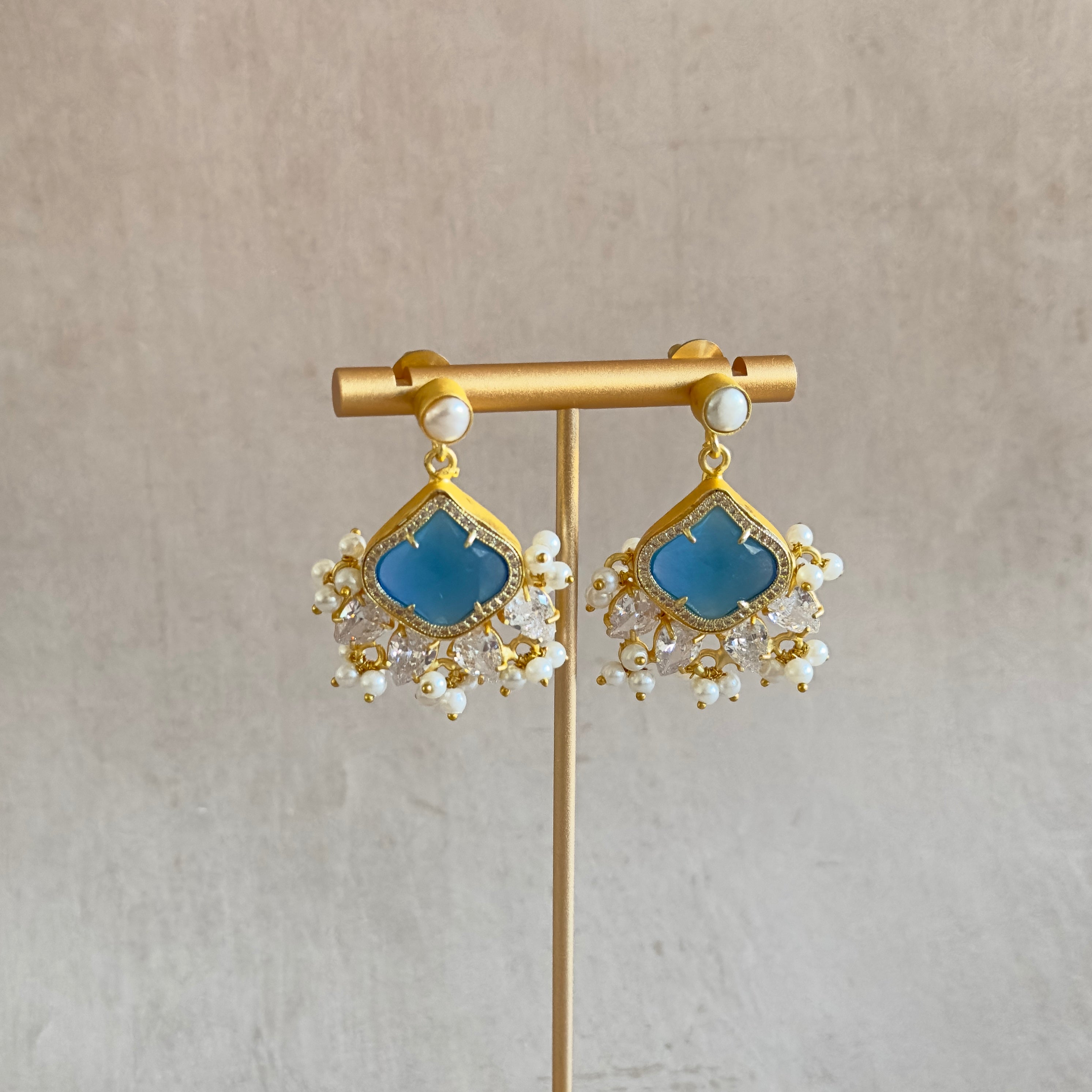 Blue Pearl Drop Earrings - Ahseya & Co