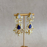 Aylaan Navy Crystal Drop Earrings - Ahseya & Co