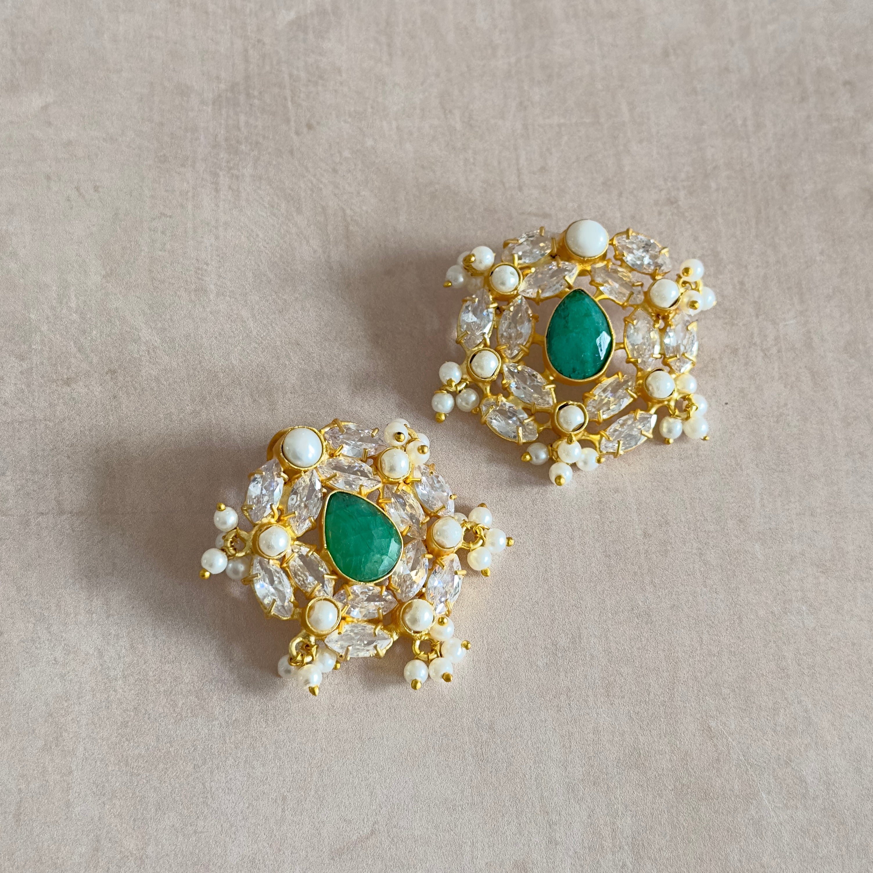 Aria Green Crystal Stud Earrings - Ahseya & Co