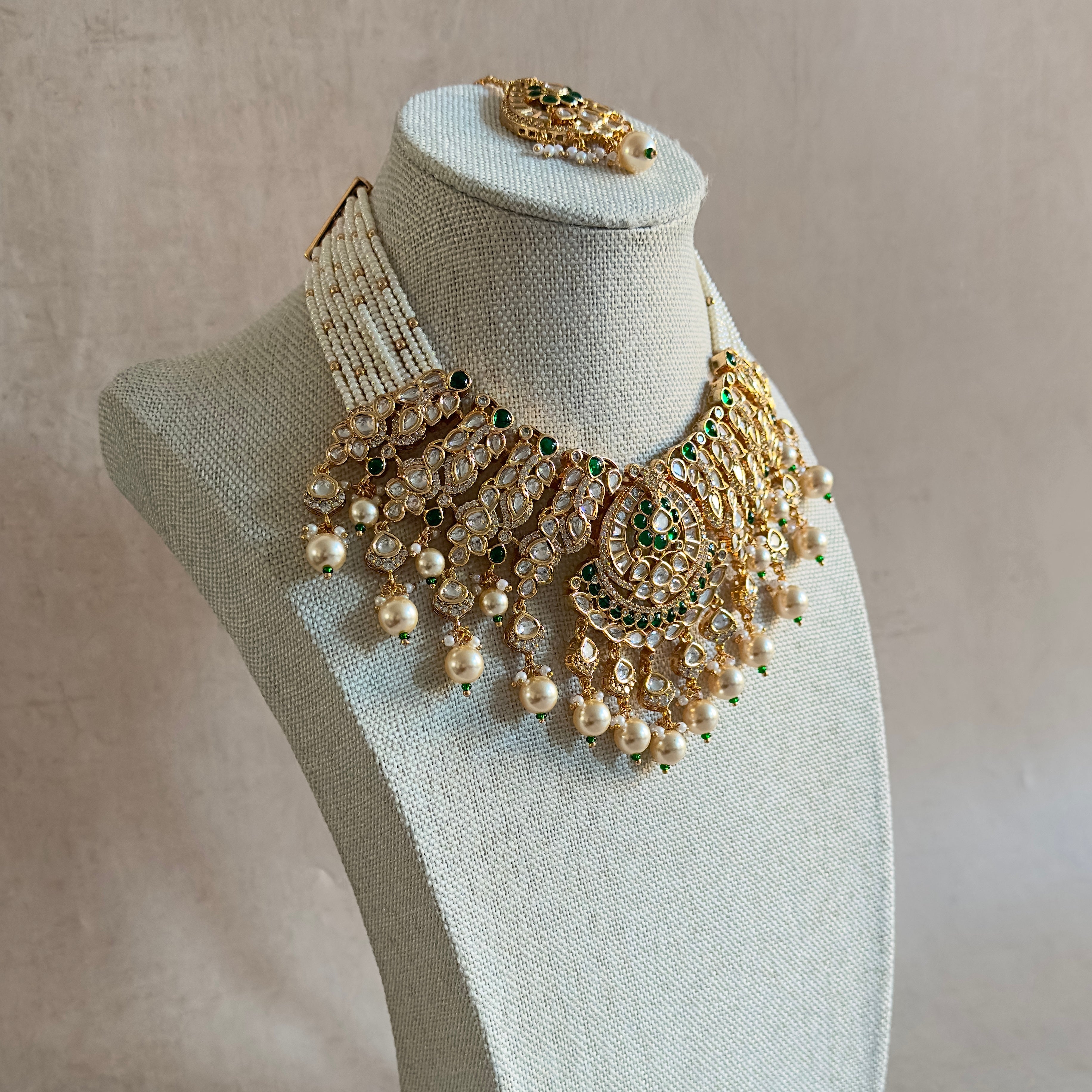 Eshani Pearl Kundan Necklace Set - Ahseya & Co