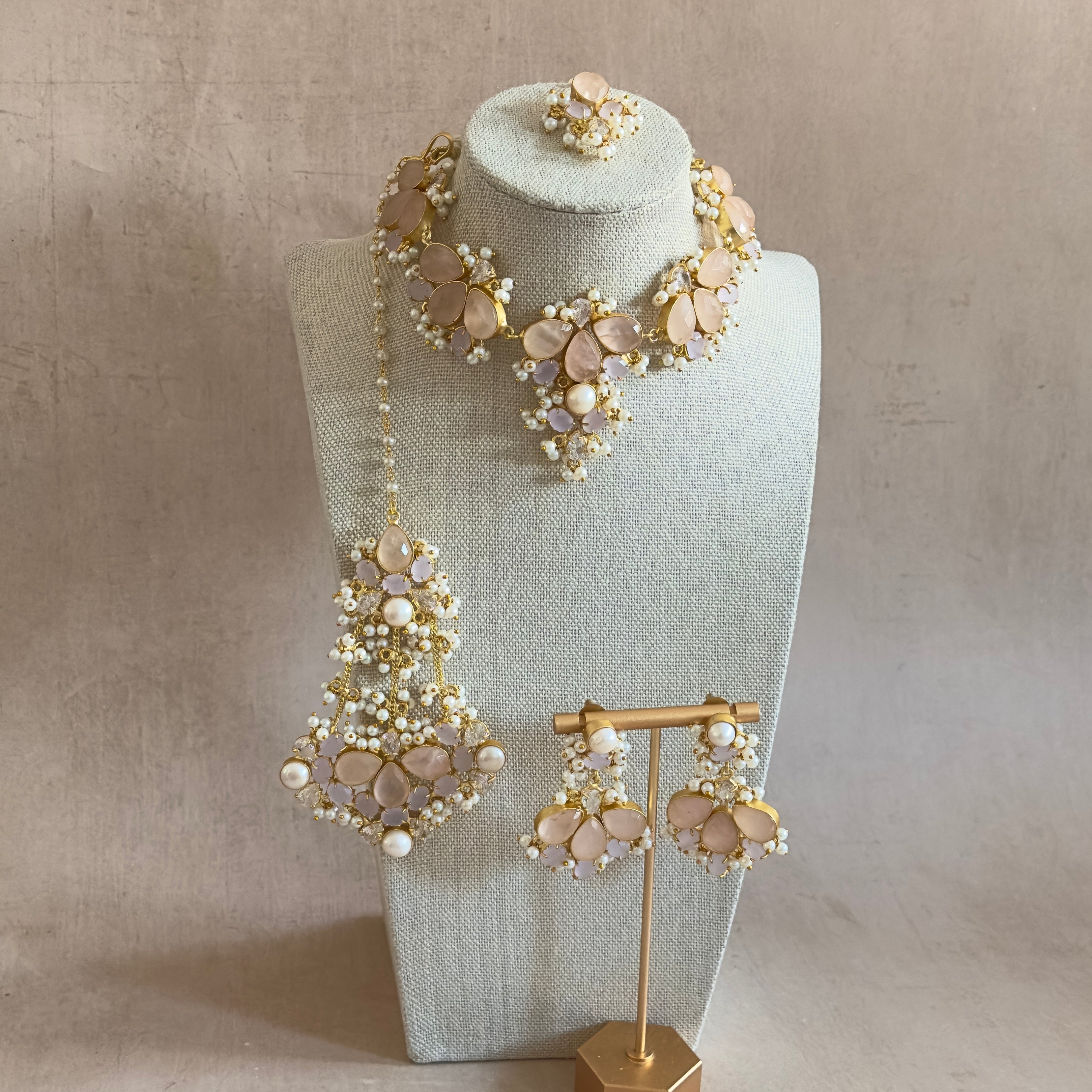 Eliana Pink Pearl Necklace Set - Ahseya & Co