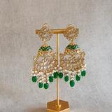 Fareeda Green Gold Kundan Drop Earrings - Ahseya & Co