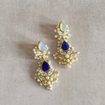 Aylaan Navy Crystal Drop Earrings - Ahseya & Co