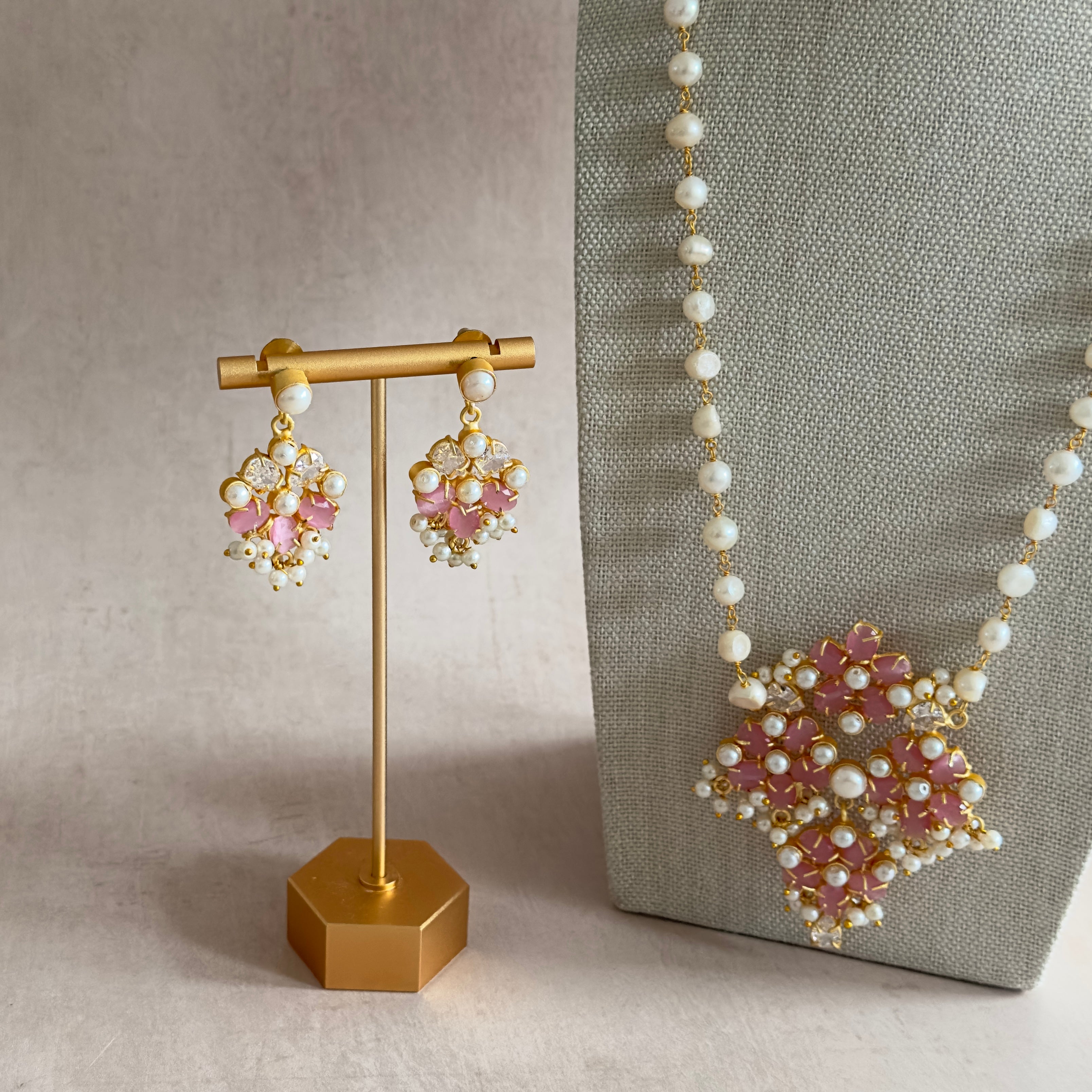 Myla Pink Pearl Mala Set - Ahseya & Co