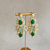 Natasha Green Pearl Drop Earrings - Ahseya & Co