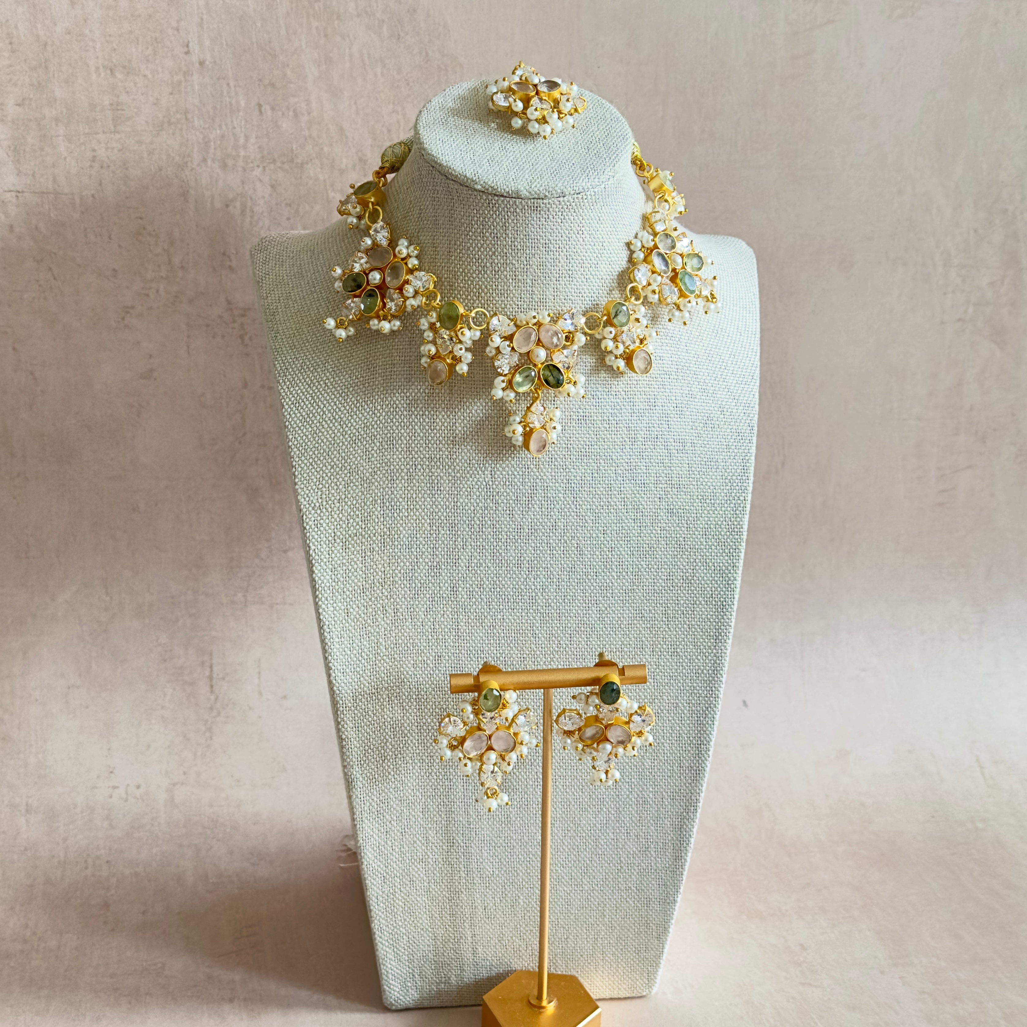 Munira Olive Rose Necklace Set - Ahseya & Co