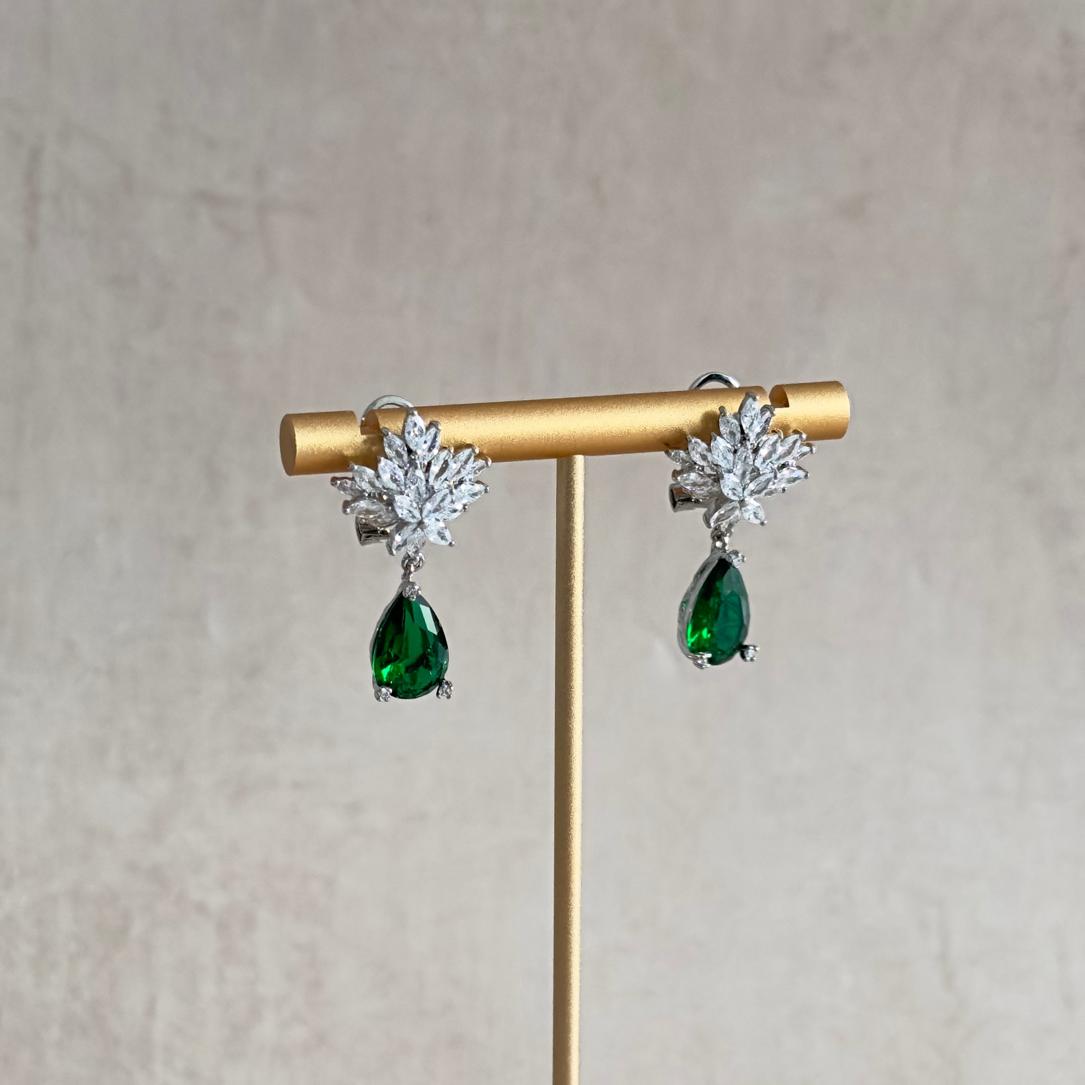 Diana Green Crystal Drop Earings - Ahseya & Co